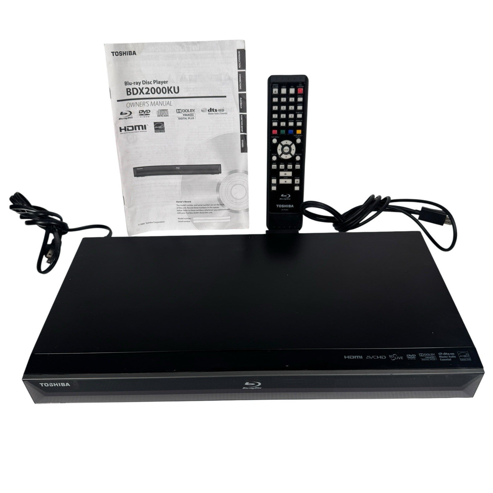 Toshiba BDX2200KU Blu-Ray Disc & DVD Player w/ Streaming - Manual & Remote
