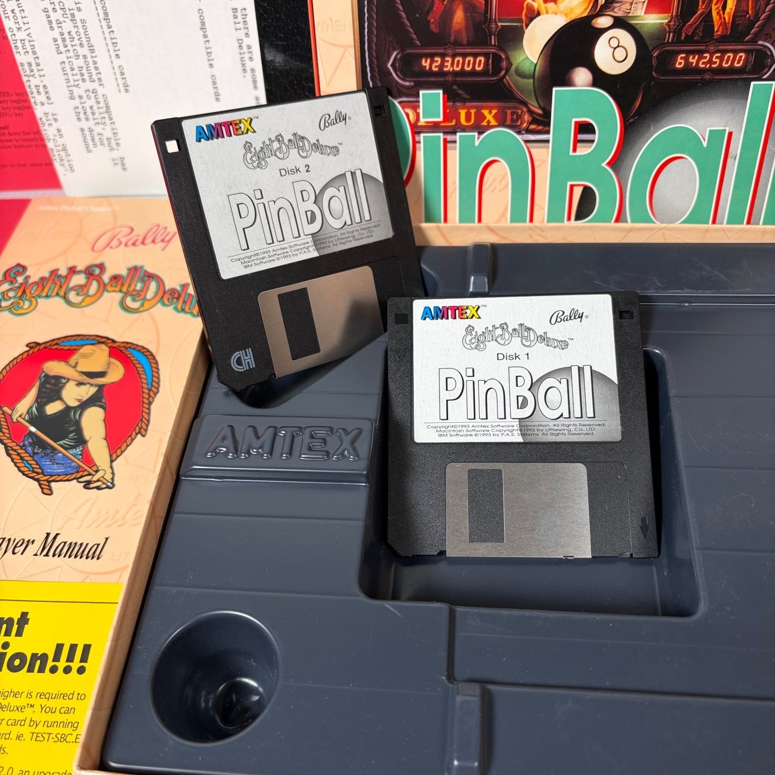 Eight Ball Deluxe Pinball IBM PC Video Game Amtex Bally Classic Complete