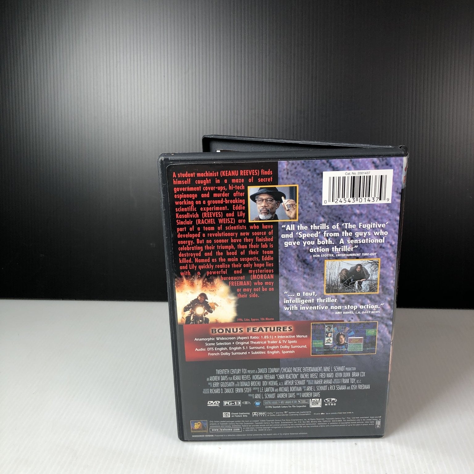 Chain Reaction DVD 1996 Keanu Reeves Morgan Freeman Action Thriller