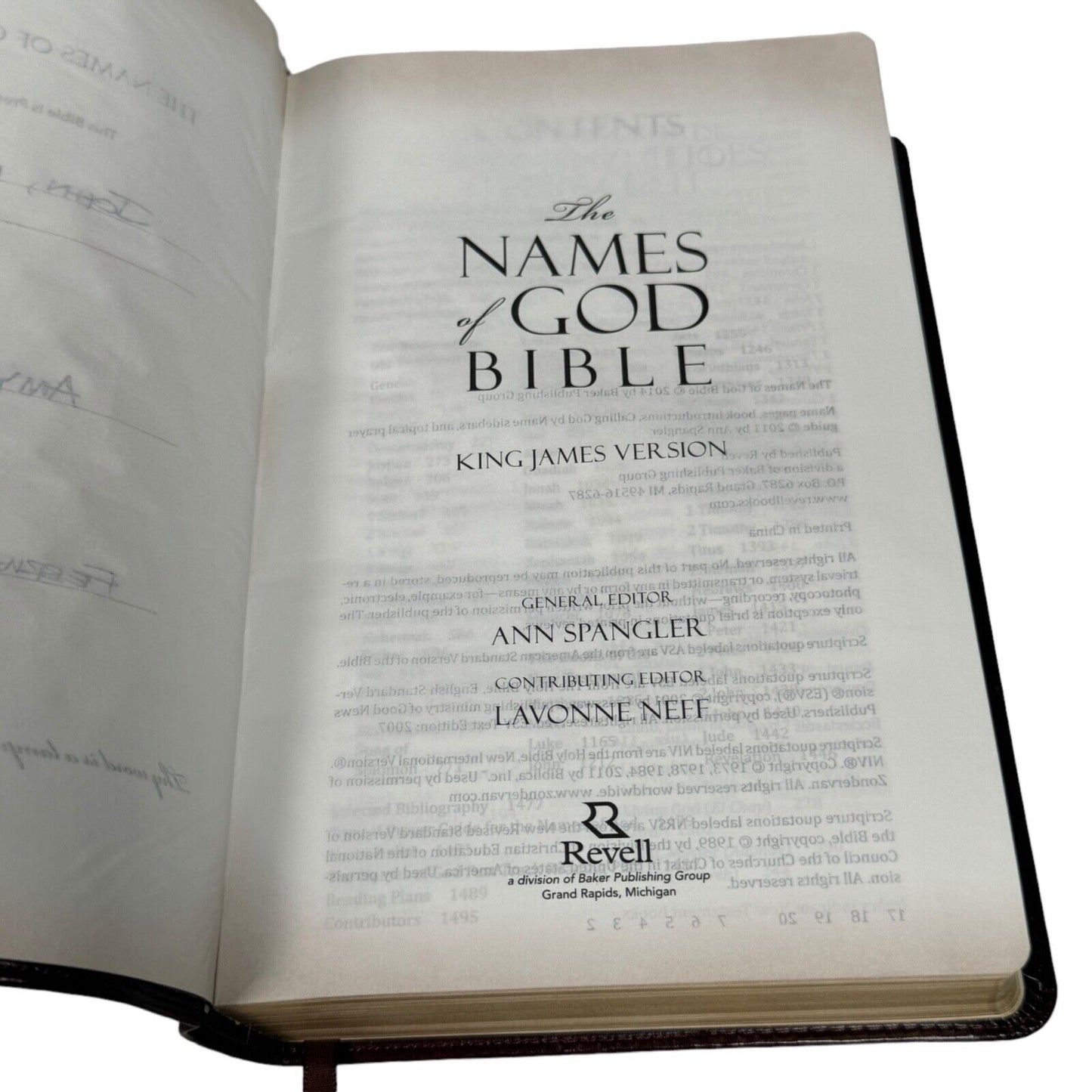 KJV Names of God Bible Mahogany, Hebrew Name Design Duravella by Ann Spangler