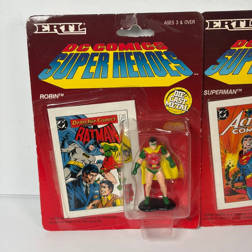 ERTL DC Comics Super Heroes Robin & Superman Die-Cast Metal Figures MOC 1990