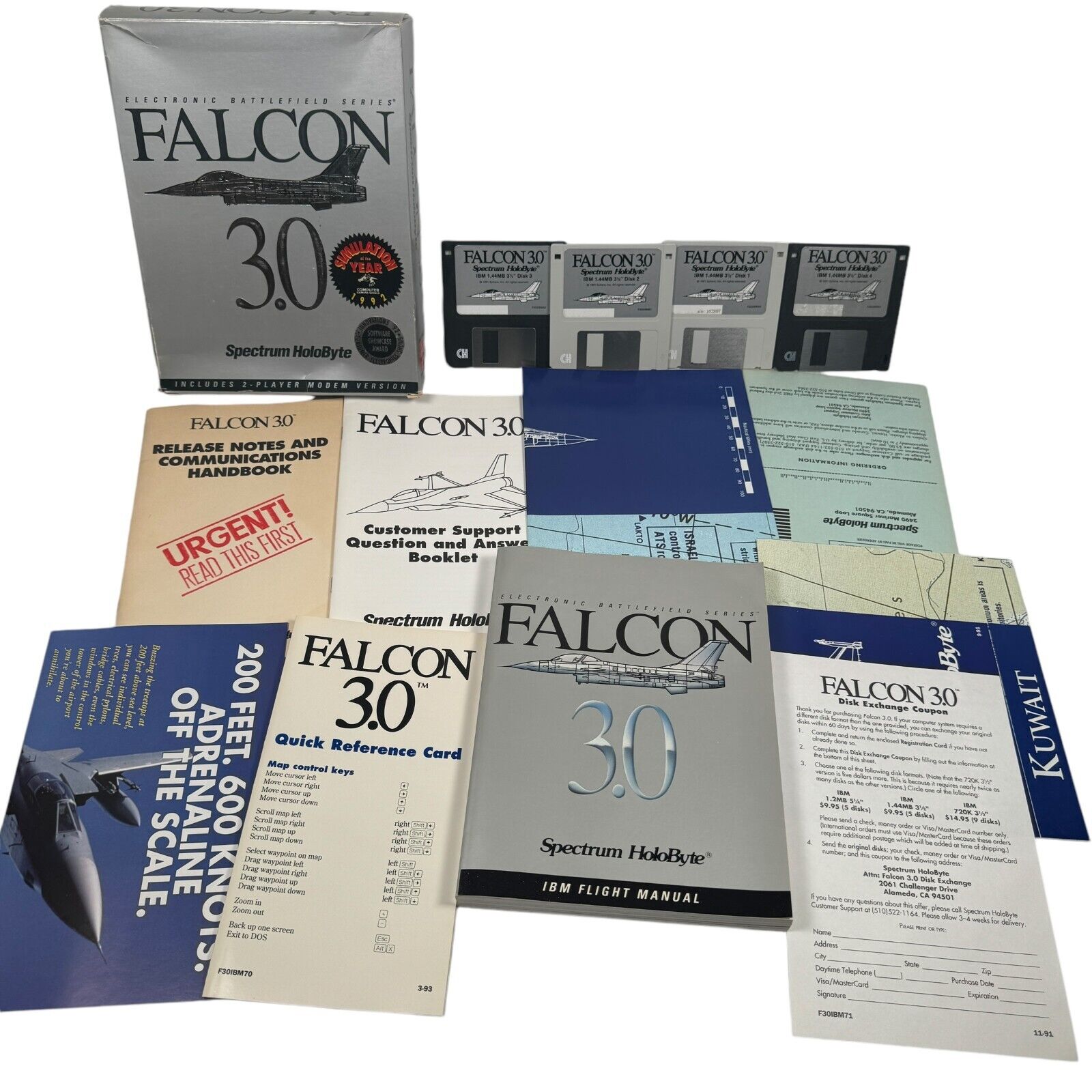 Falcon 3.0 Flight Simulator from Electronic Battlefield Series Big Box PC CIB