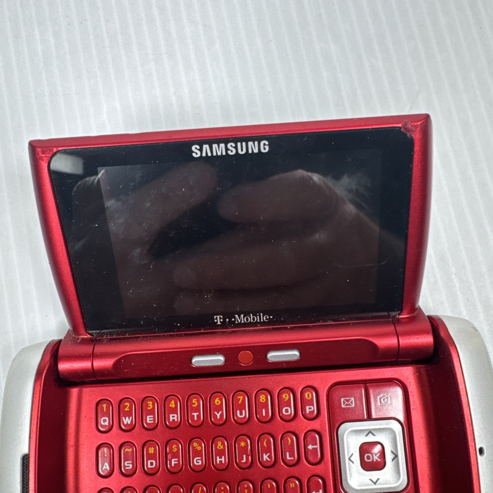 Samsung Comeback SGH-T559 White & Red T-Mobile Rare Keyboard Phone AS IS No Batt