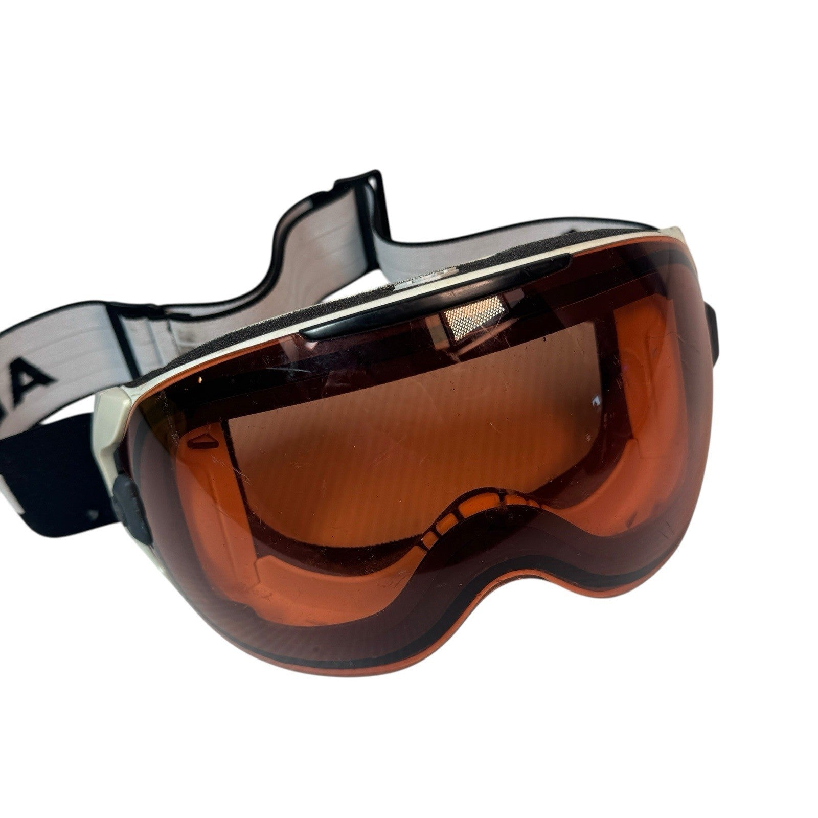 Abom Heated Anti-Fog Ski Snowboard Goggles White Frame Orange Lens