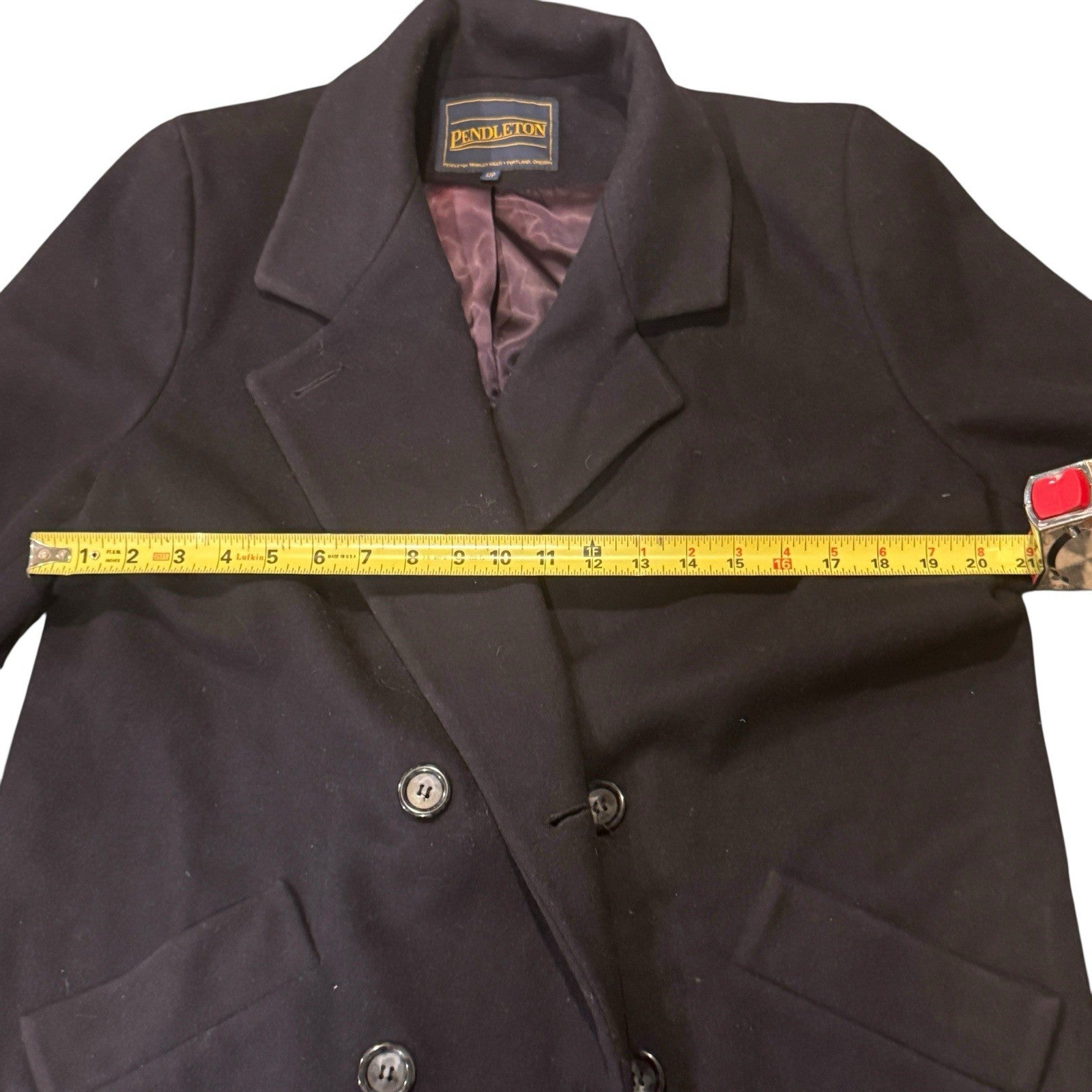 Pendleton Women’s Wool Trench Coat Double Breasted Petit Size 12p Navy