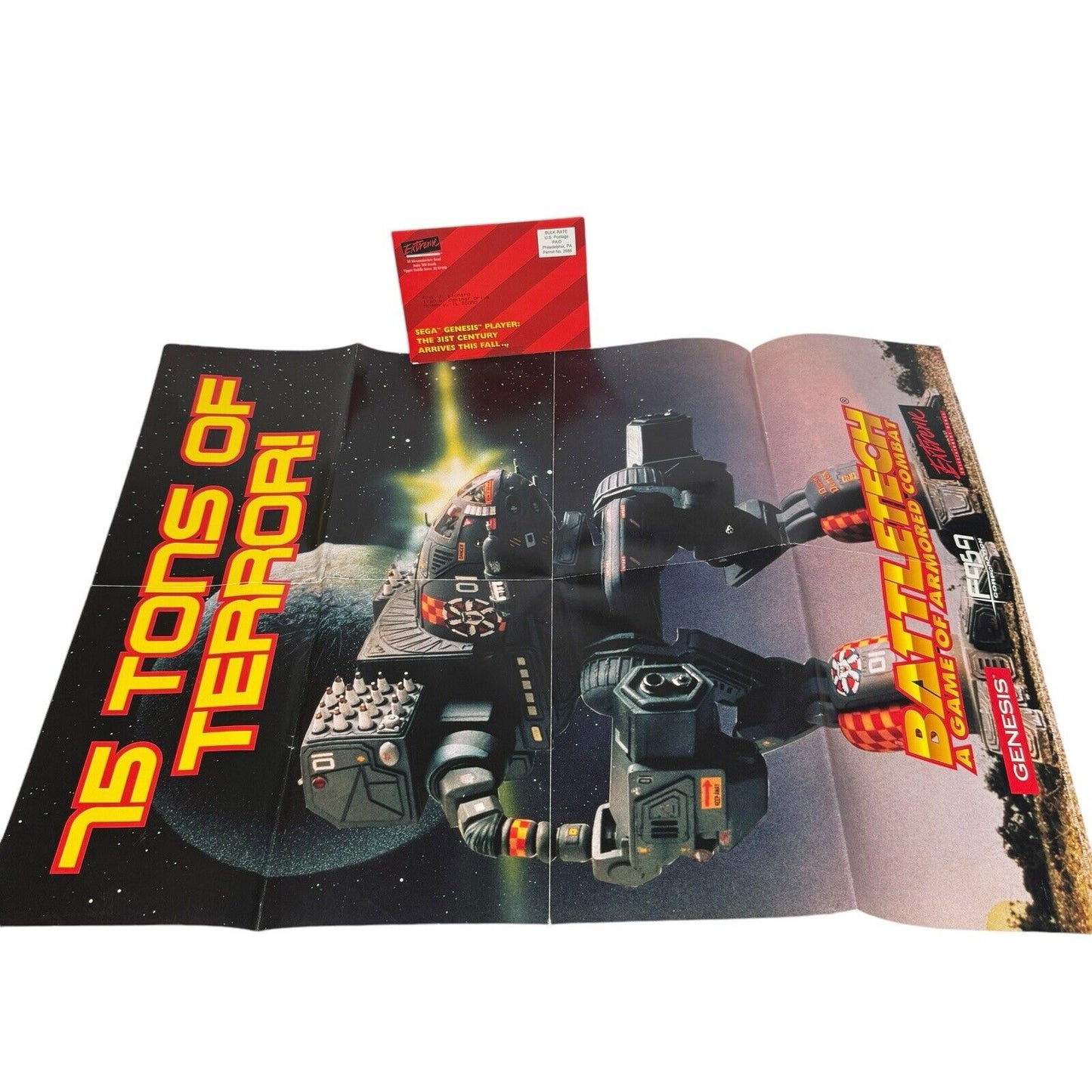 Rare BattleTech FASA Sega Genesis Poster w/ 2 Exclusive Postcards 17”x11”