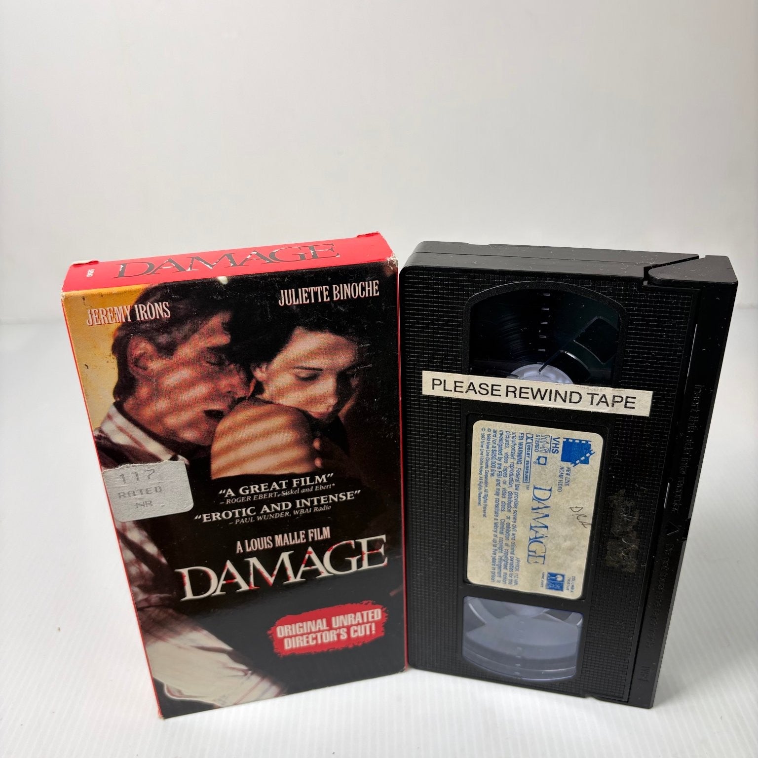 Damage VHS 1992 Erotic Drama Unrated Director's Cut New Line Home Video