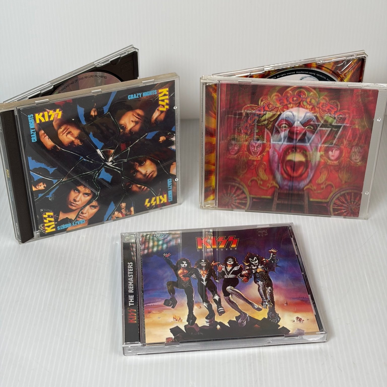 KISS CD Lot of 3 Crazy Nights, Destroyer, Psycho Circus Remastered Rock Metal