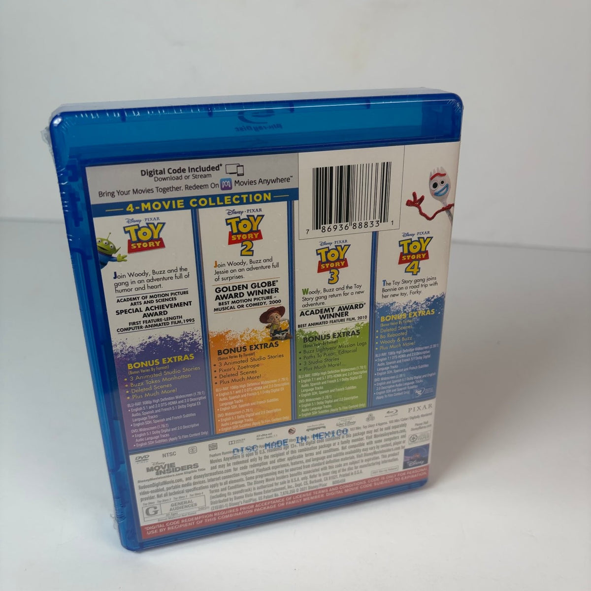 Toy Story 4-Movie Collection Blu-ray + DVD + Digital Code Pixar Animated