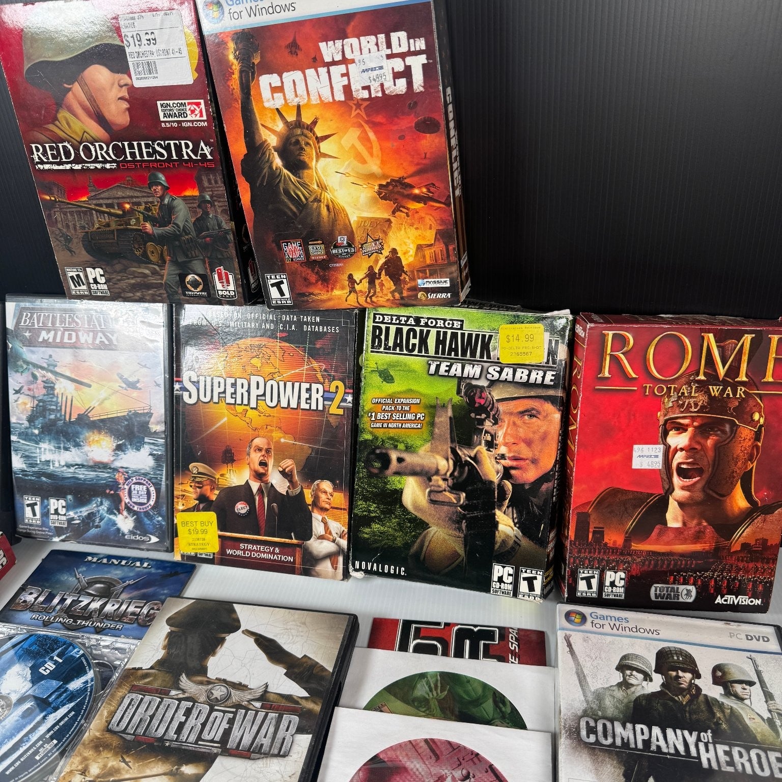 PC War Game Lot of 16 FPS & RTS Rome Total War, War Leaders, Bitzkrieg & More