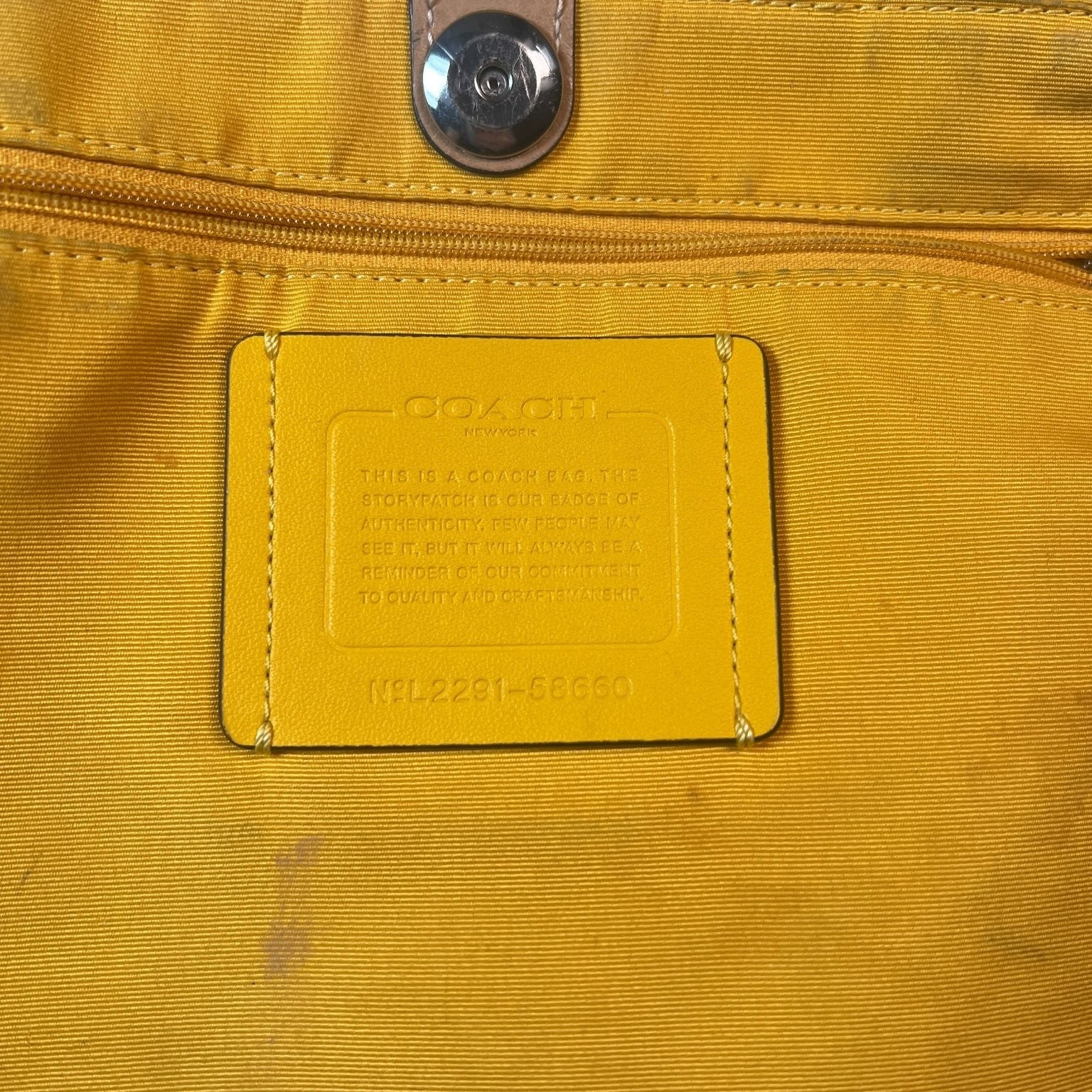 Coach Women's Large Saddle Leather Derby Tote Bag with Yellow Interior 58660