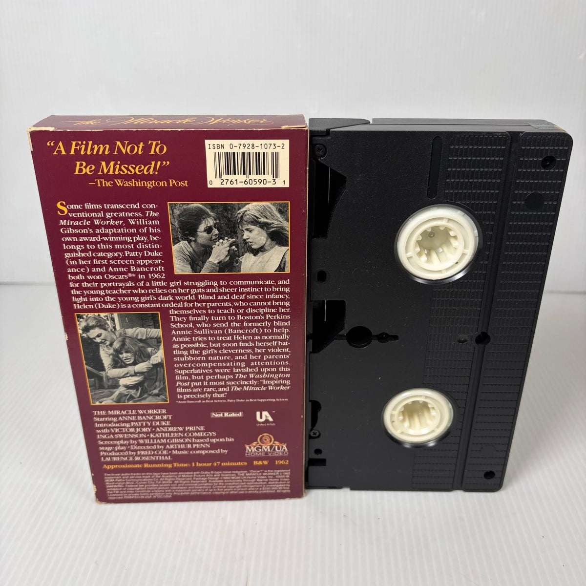 The Miracle Worker VHS 1962 Drama Anne Bancroft Patty Duke MGM/UA Home Video