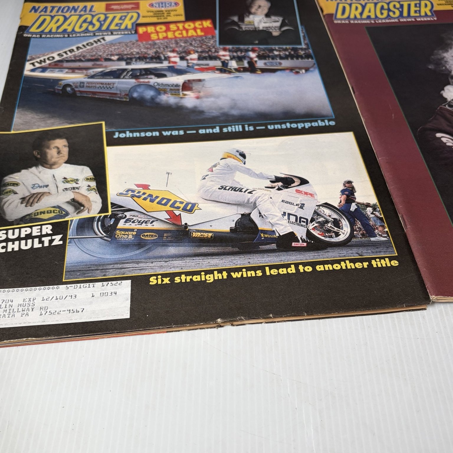 Lot of 20 National Dragster Magazine 1993 July-December Drag Racing NHRA Weekly