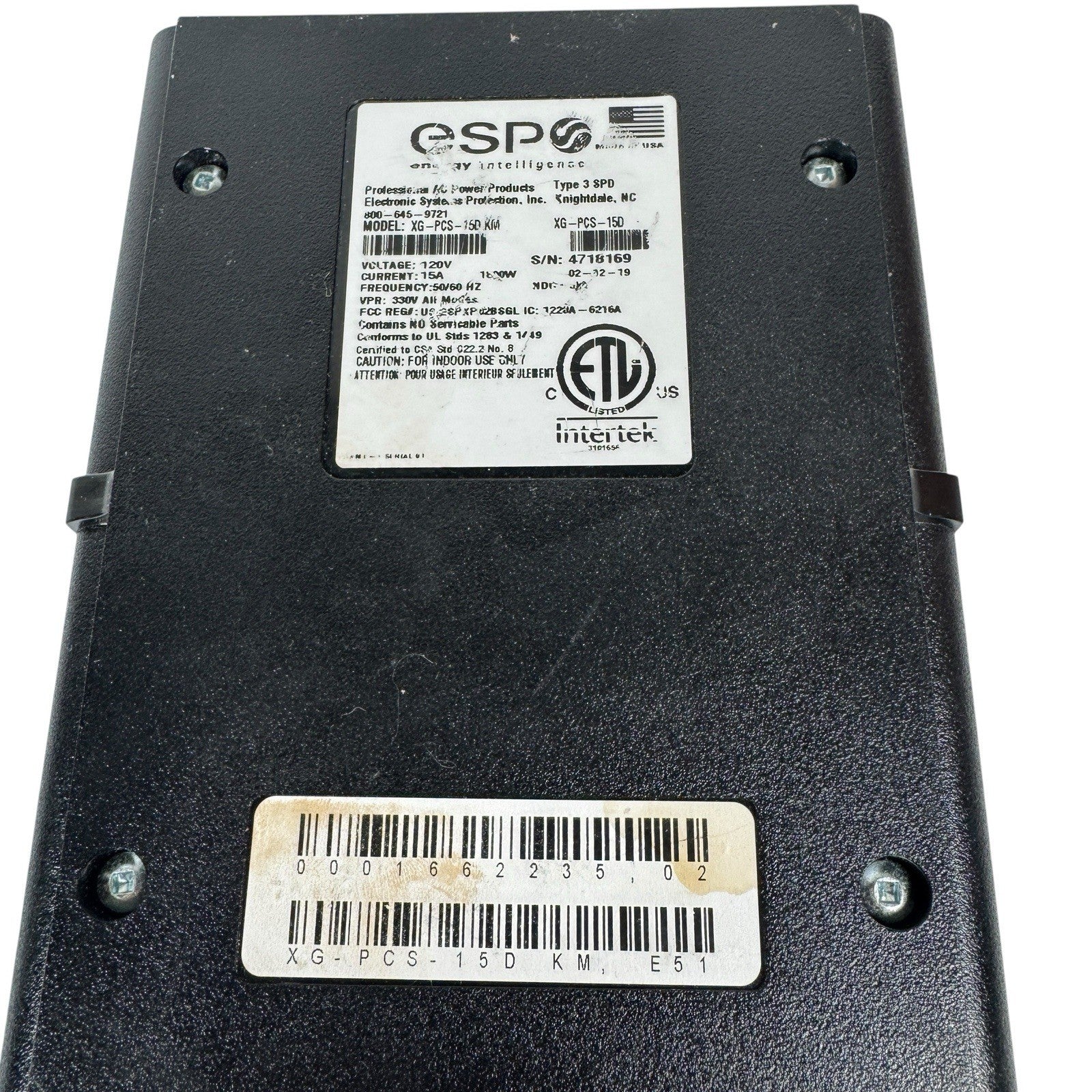 ESP NEXT GEN PCS 120V/15A AC POWER LINE FILTER SURGE PROTECTOR XG-PCS-15D