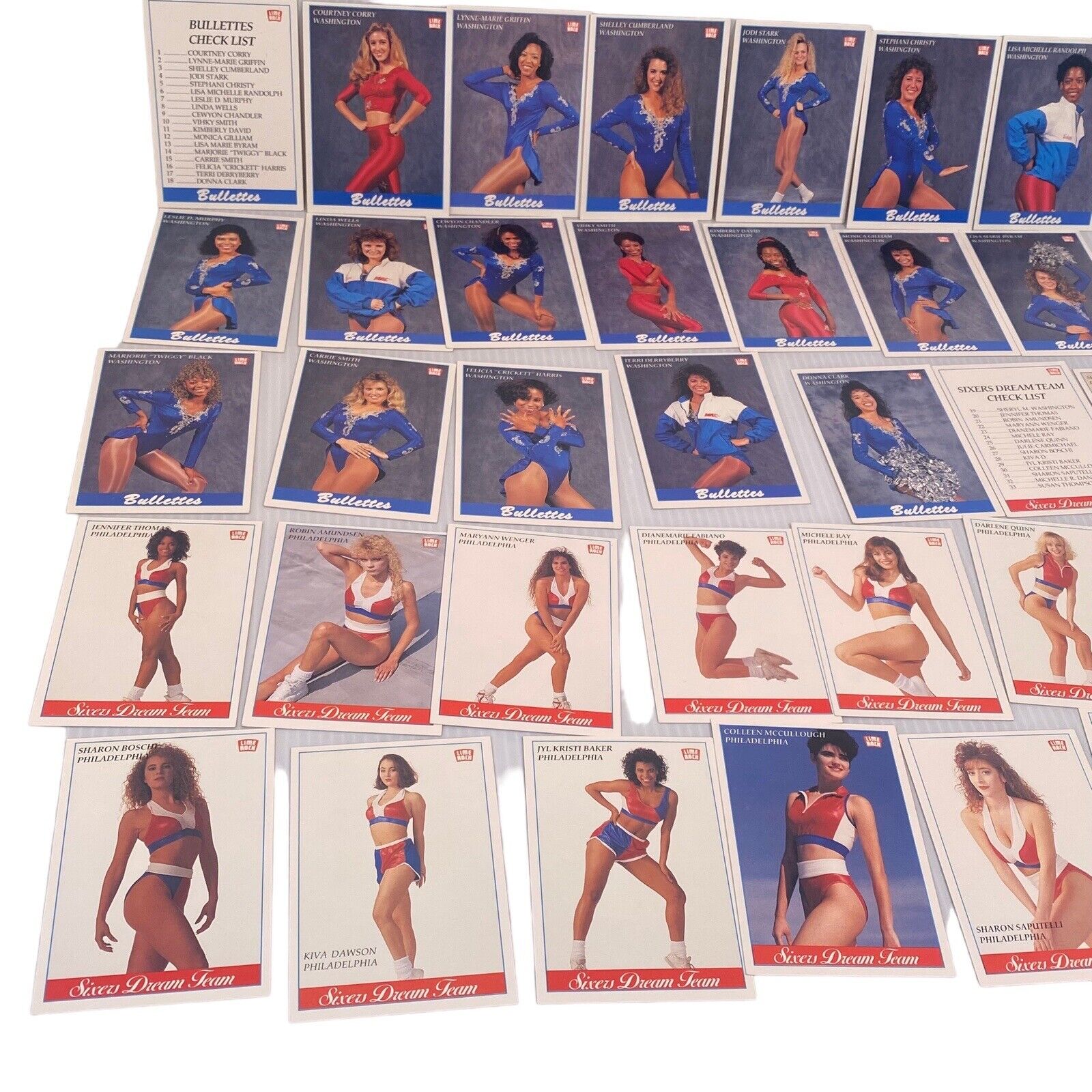 Lime Rock 1991 Basketball Cheerleaders Card Set 3 Teams 76ers Bullettes Reebok