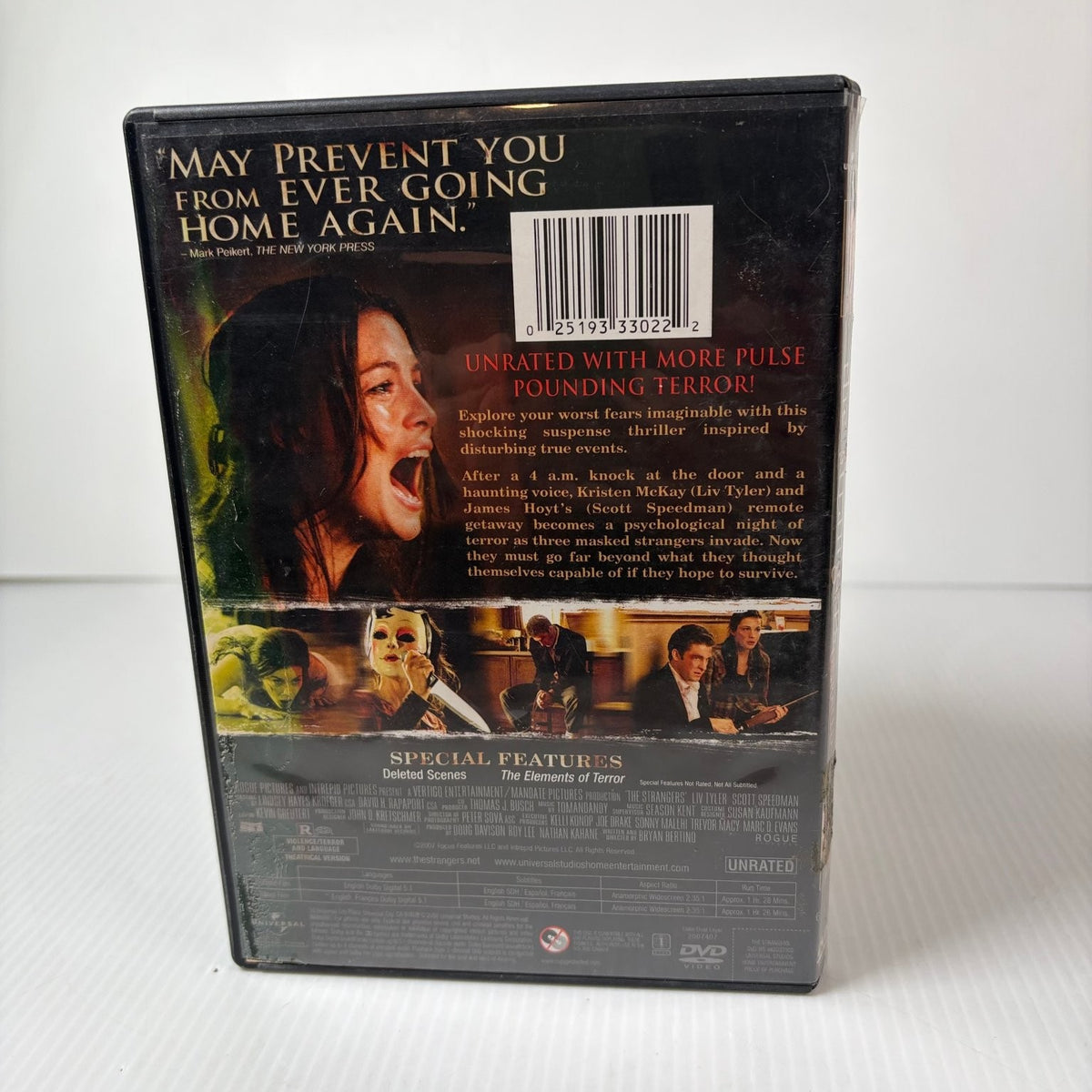 The Strangers DVD 2008 Unrated 2 Movies in 1 Liv Tyler Scott Speedman