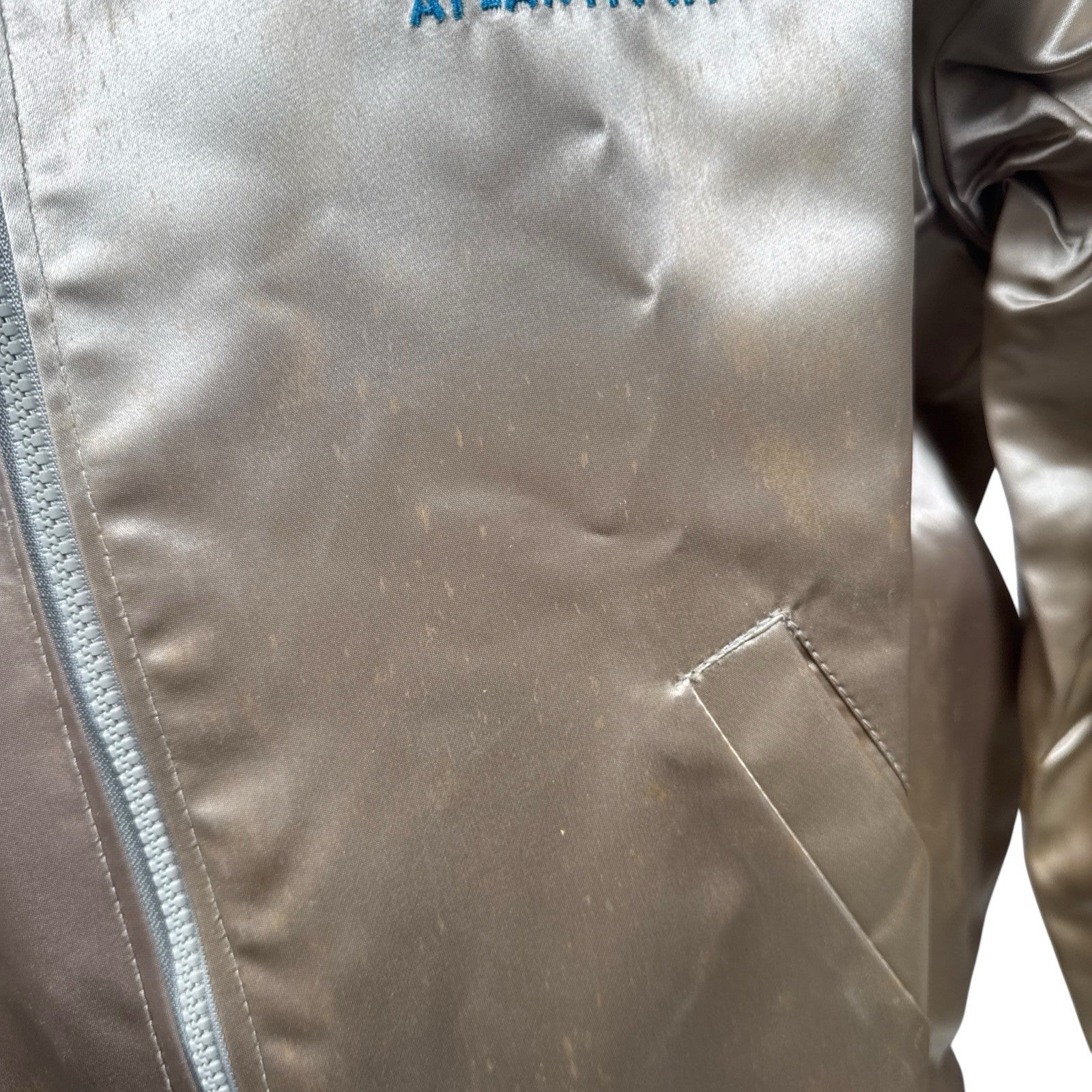 Vintage 1980s Caesars Atlantic City Embroidered Gold Bomber Jacket Mens Large