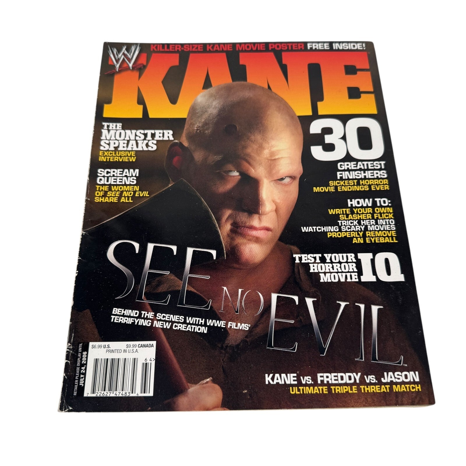 WWE Wrestling Magazine RAW July 2005 KANE See No Evil (No Poster) Horror