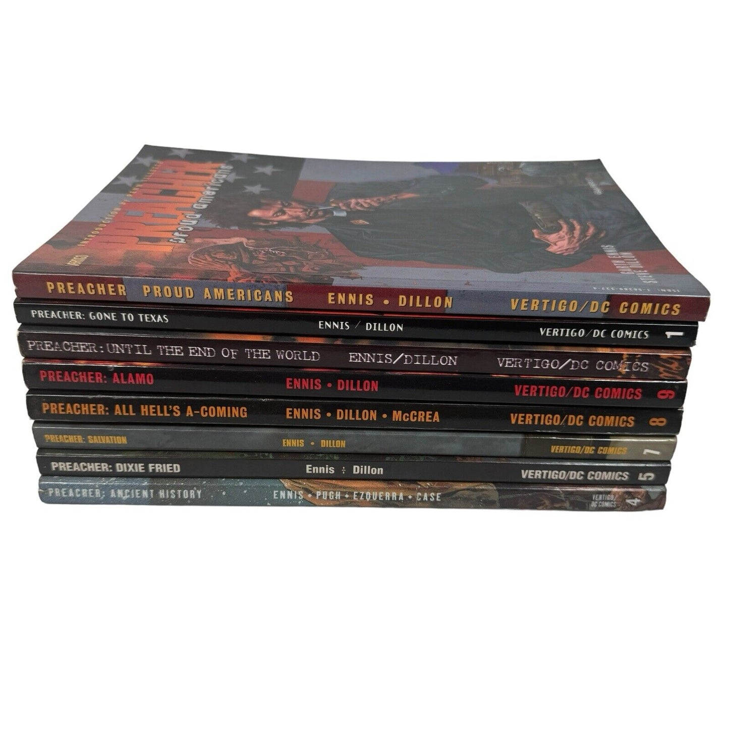 Lot Of 8 Preacher Graphic Novels Vertigo DC Vol 1, 4-5, 7-9 & More