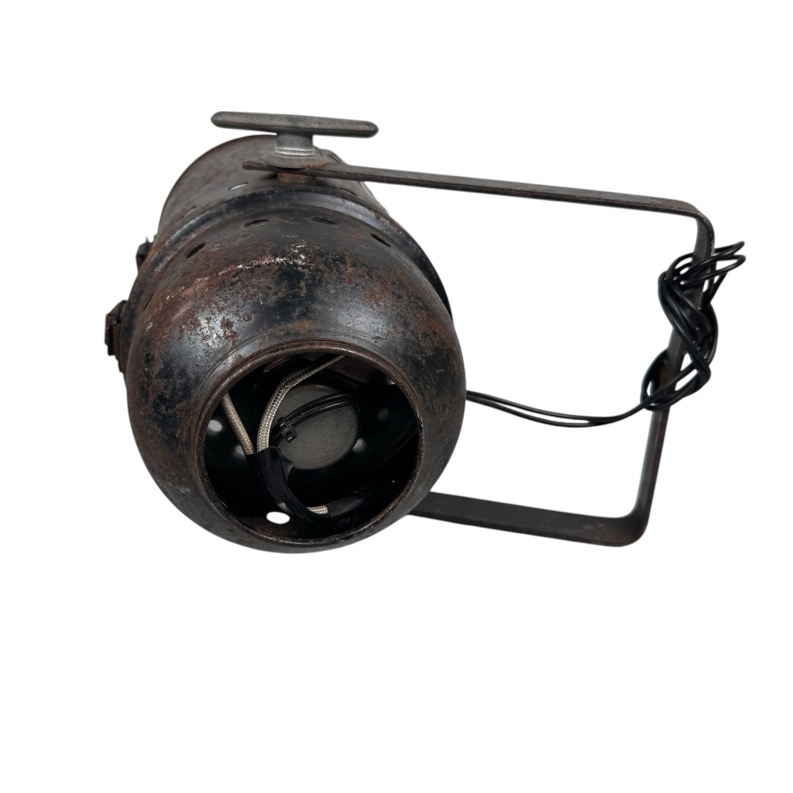 Vintage Stage Light Can Heavy Petina With GE Stage Light Bulb AS IS Antique