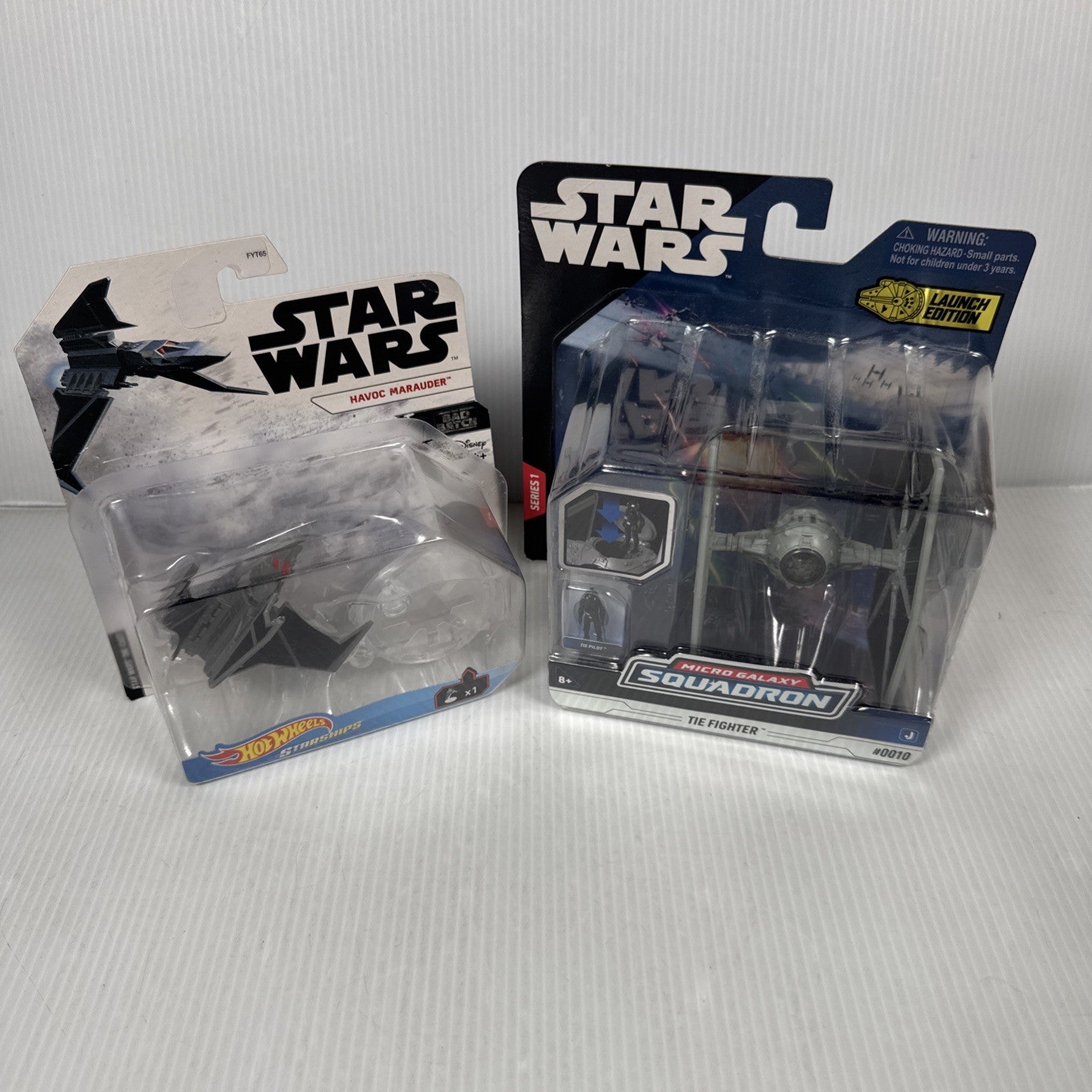 2 Star Wars Mini Vehicles Micro Galaxy Tie Fighter & Hot Wheels Havoc Marauder