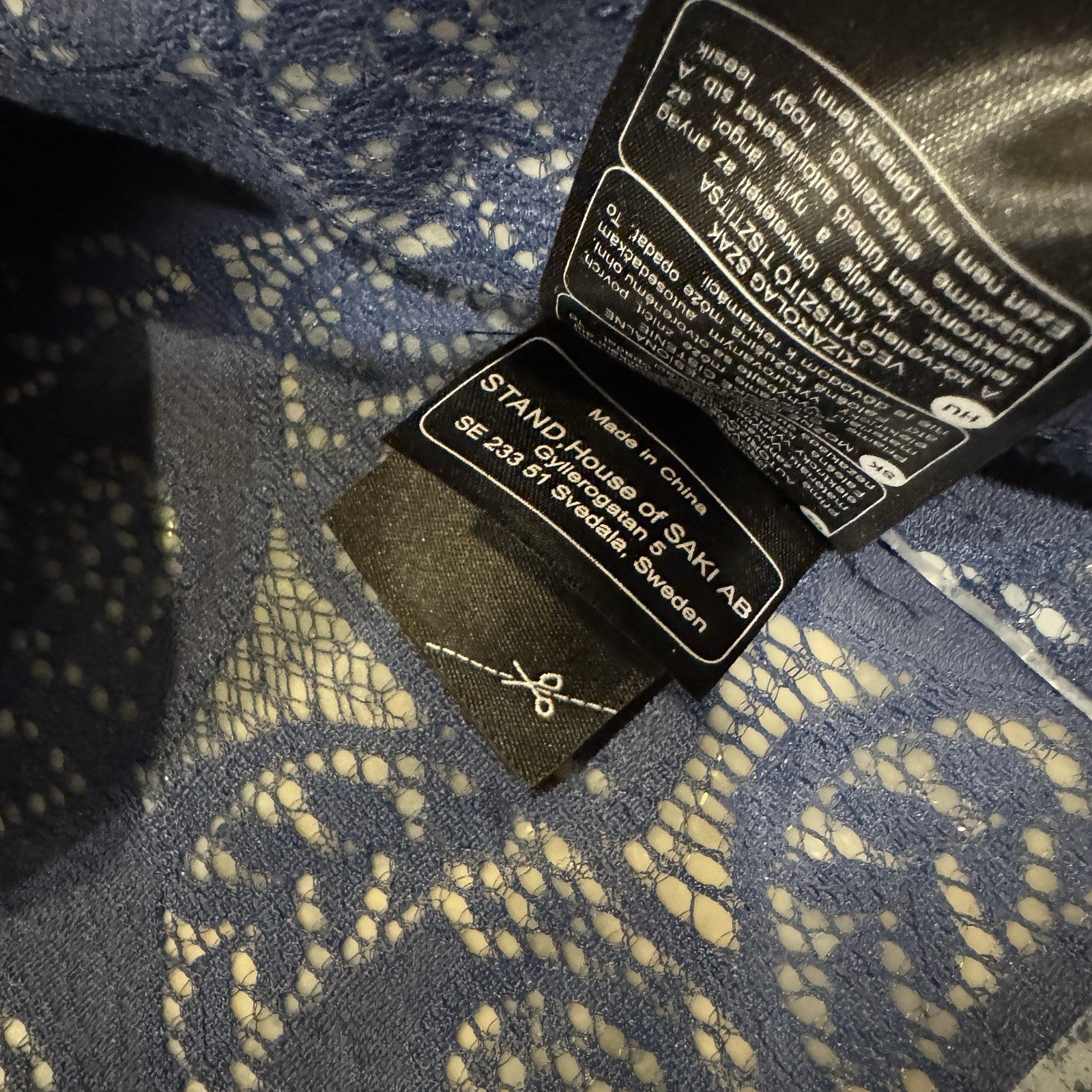 Stand Studio Designer Anais Rain Coat Long Dark Navy Translucent Sz 38 PVC Lace