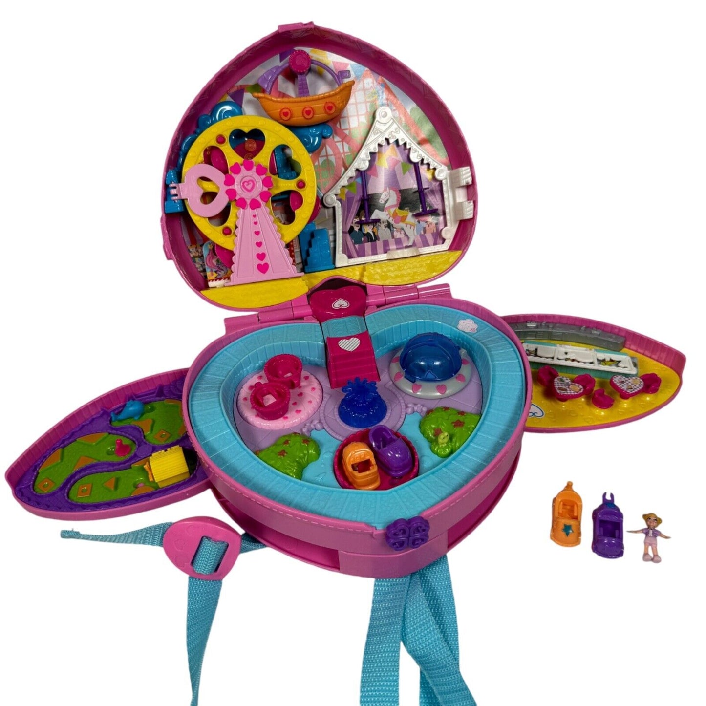 Polly Pocket Theme Park Tiny Is Mighty Playset Backpack Heart Shape With Straps