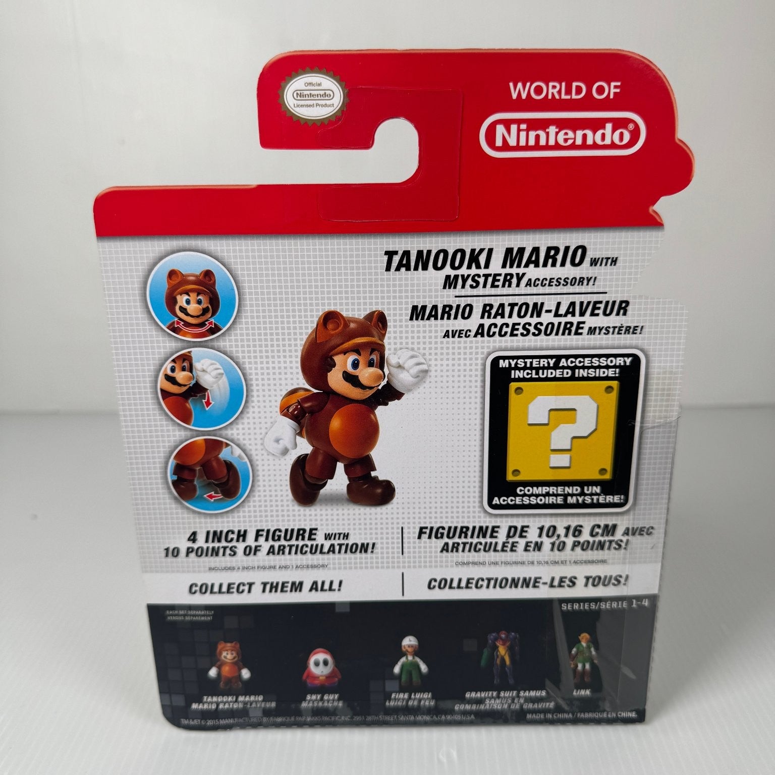 World of Nintendo Tanooki Mario Super Mario 4" Figure w/ Accessory Series 1-4