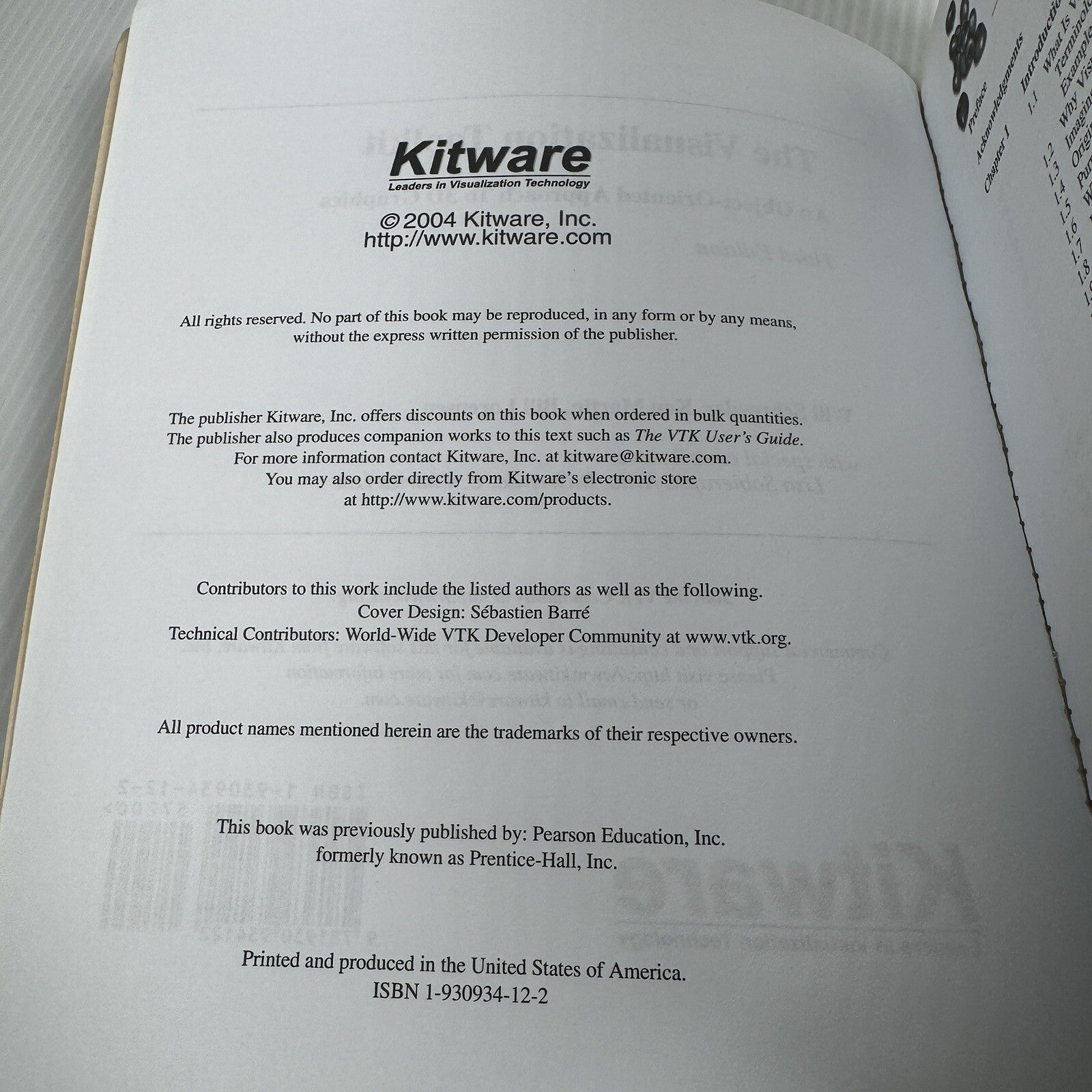 VTK USER'S GUIDE VERSION 5 By Kitware 2004 Developer Guide With Disc Vis Toolkit