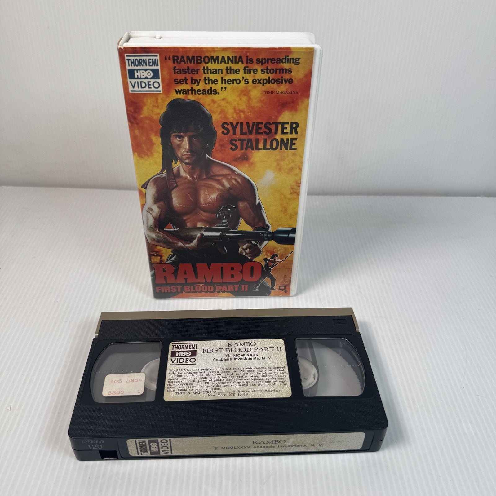 Vintage Rambo First Blood Part II VHS Sylvester Stallone Action Movie Thorn EMI