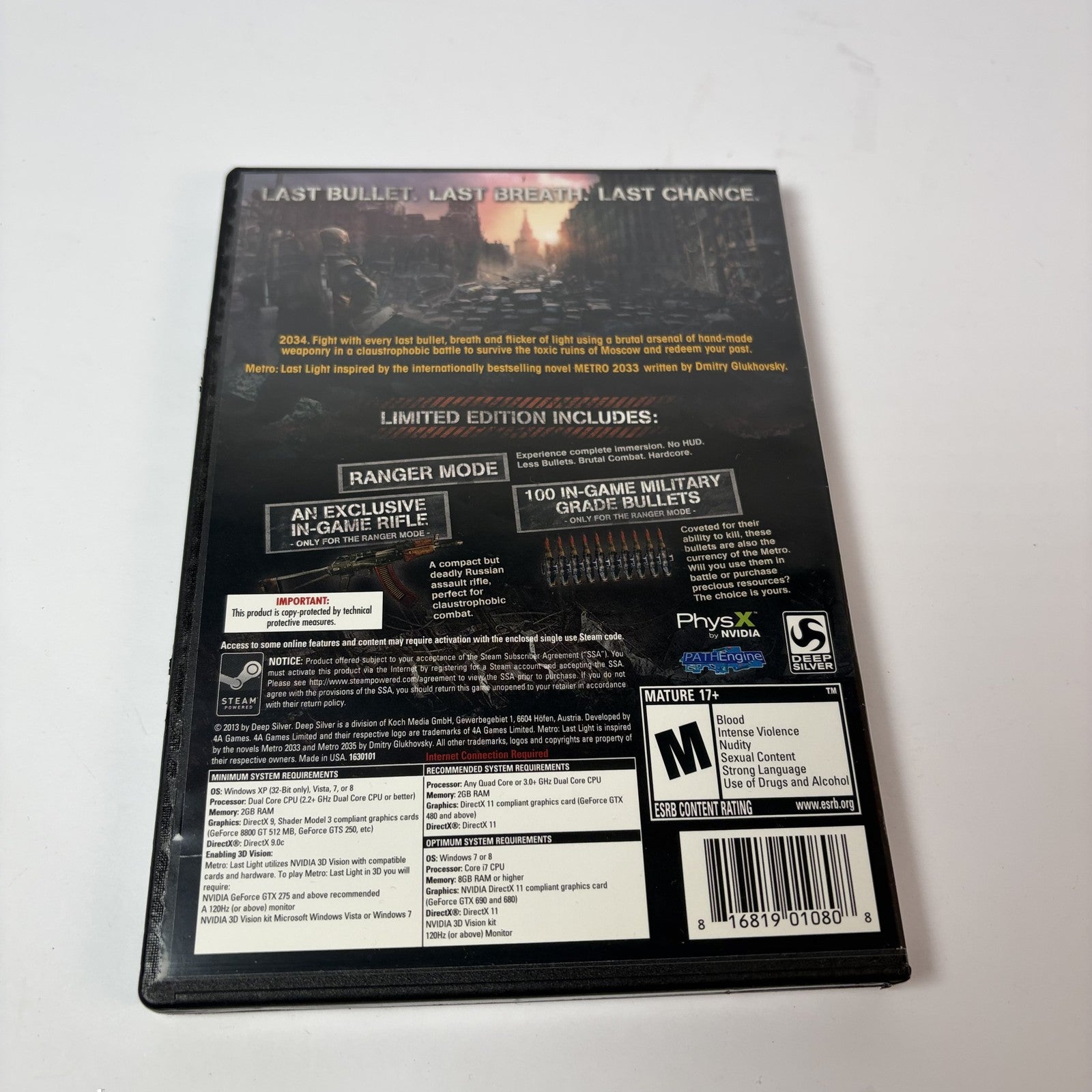Metro Last Light Limited Edition PC DVD-ROM Deep Silver FPS Survival