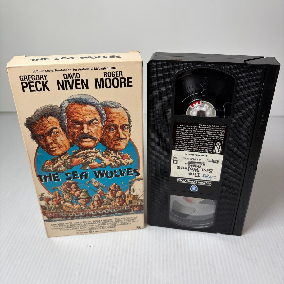 The Sea Wolves VHS 1980 Action War Gregory Peck Roger Moore Warner Home Video