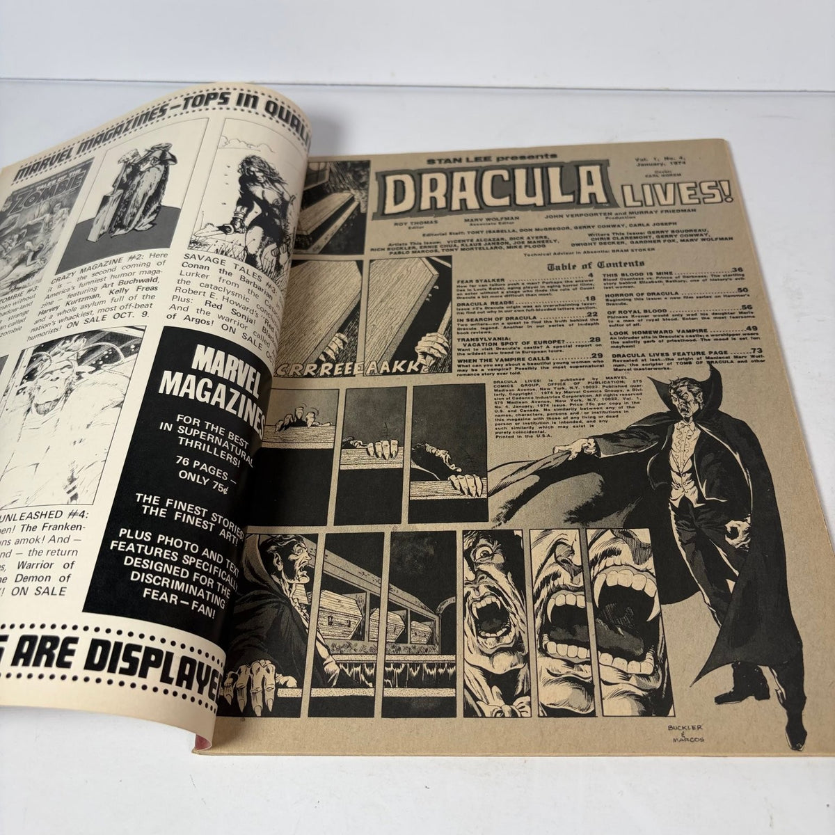 Dracula Lives January 1974 Vampire vs Vampire Magazine Marvel Horror