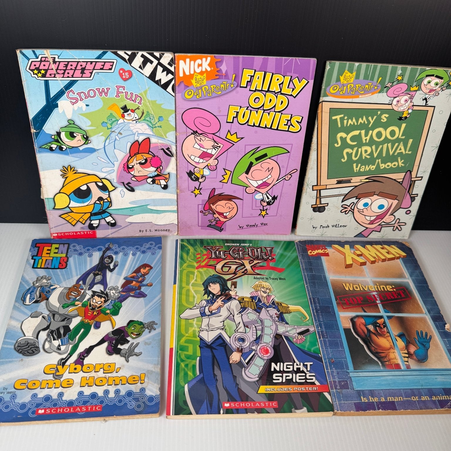 Vintage Scholastic Book Lot X-Men Wolverine Powerpuff Girls Fairly Odd Parents