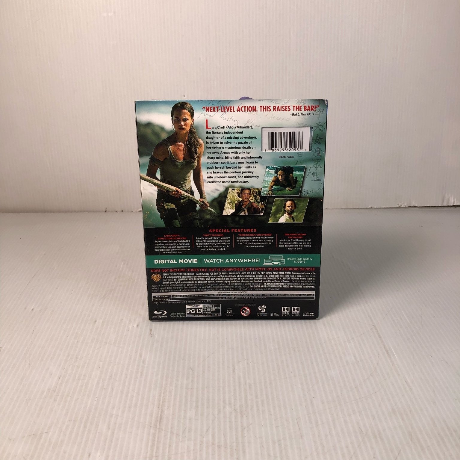 Tomb Raider Blu-ray DVD Digital 2018 Combo Pack Alicia Vikander Special Features