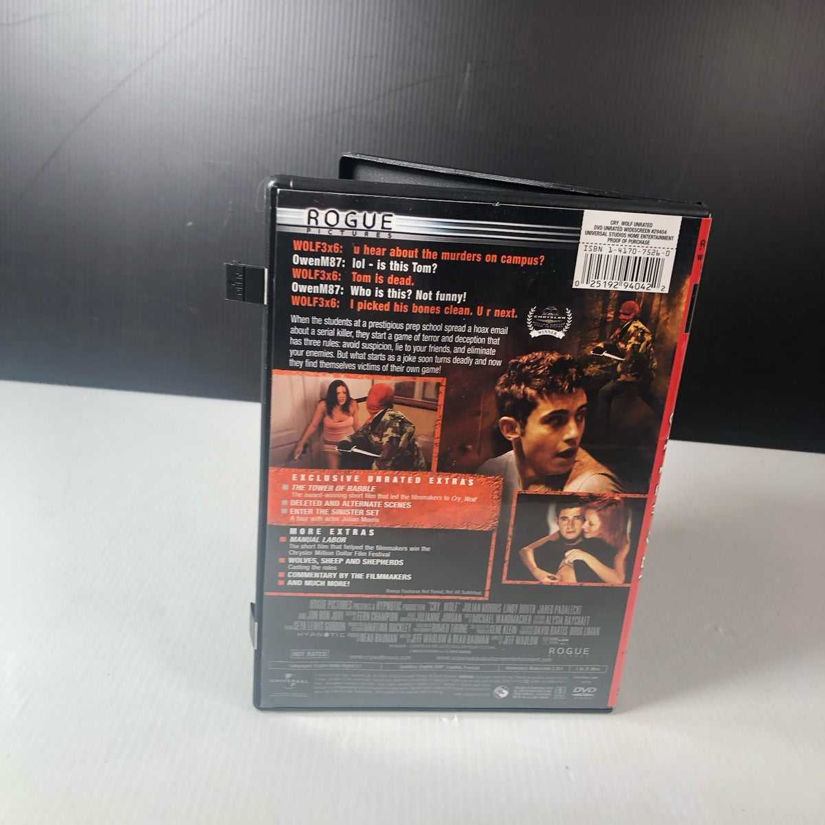 Cry Wolf DVD 2005 Unrated Widescreen Julian Morris Lindy Booth Jared Padalecki