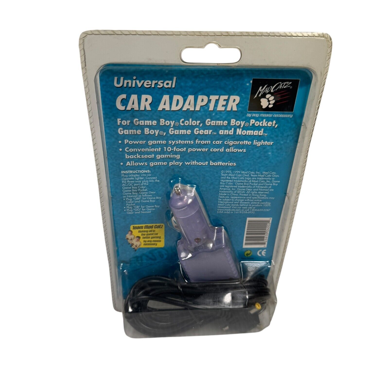 Mad Catz Universal Car Power Adapter for Game Boy Color GBPocket Game Gear Nomad