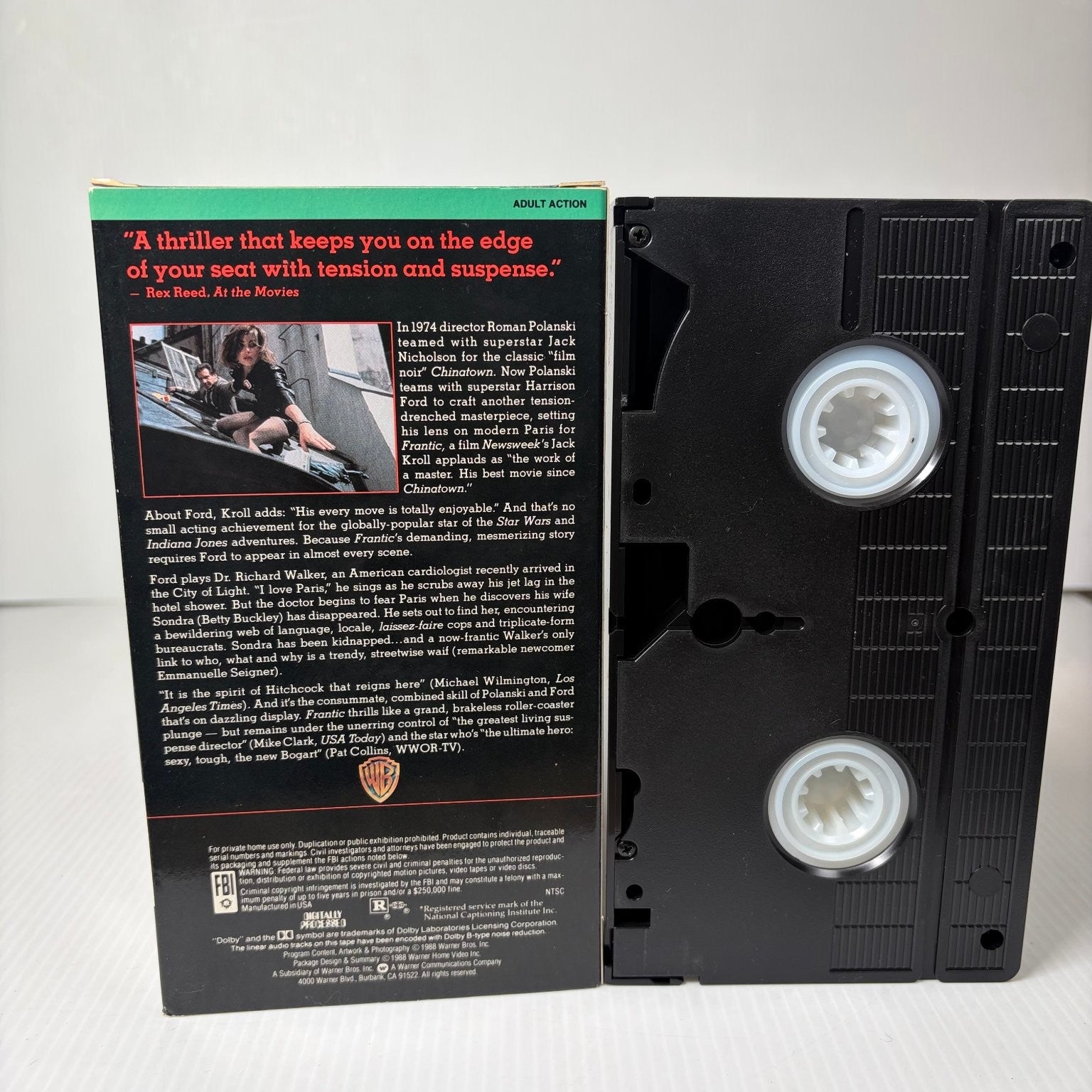 Frantic VHS 1988 Thriller Suspense Harrison Ford Roman Polanski Warner Home