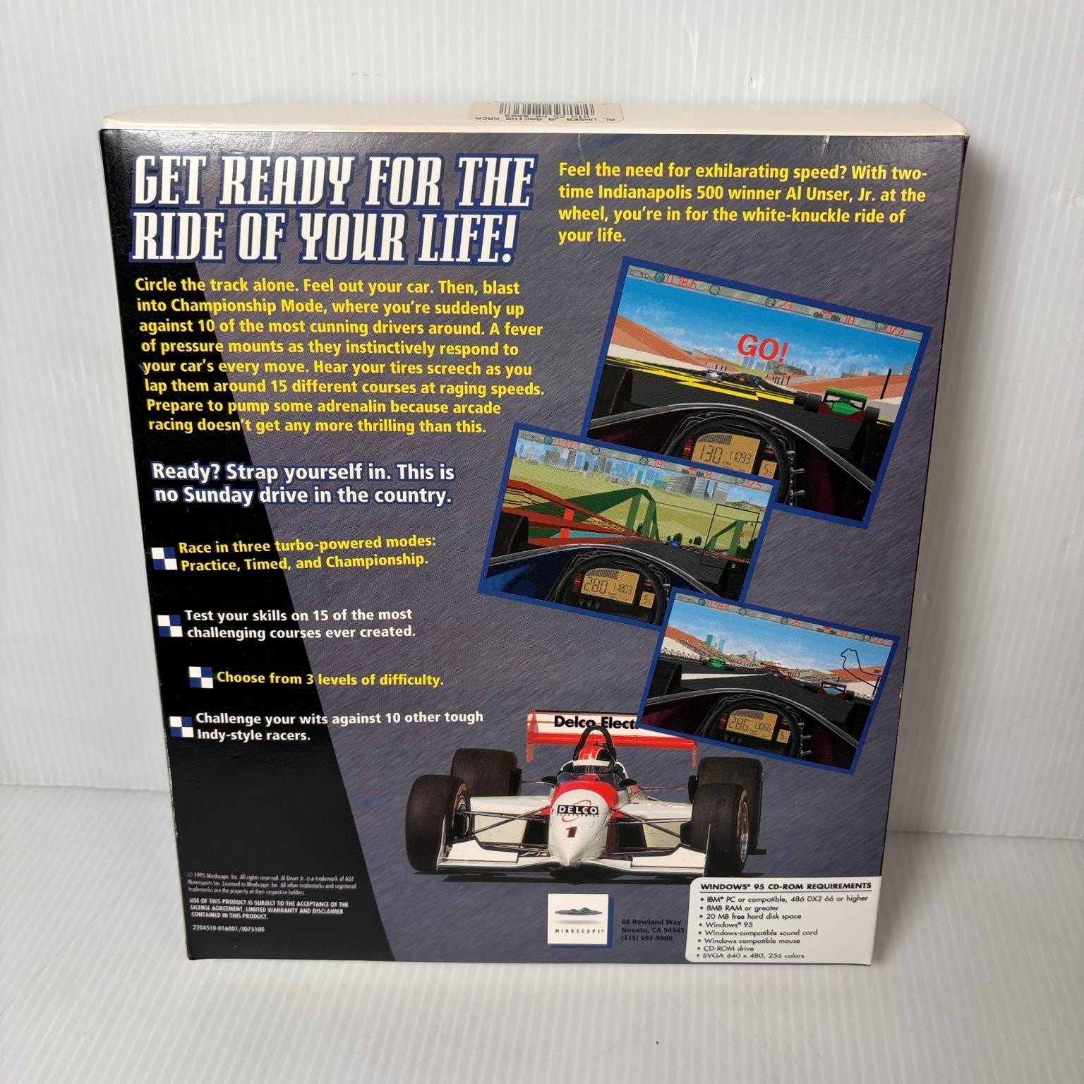 Al Unser, Jr. Arcade Racing Big Box PC CD-ROM Video Game Windows 95 Complete