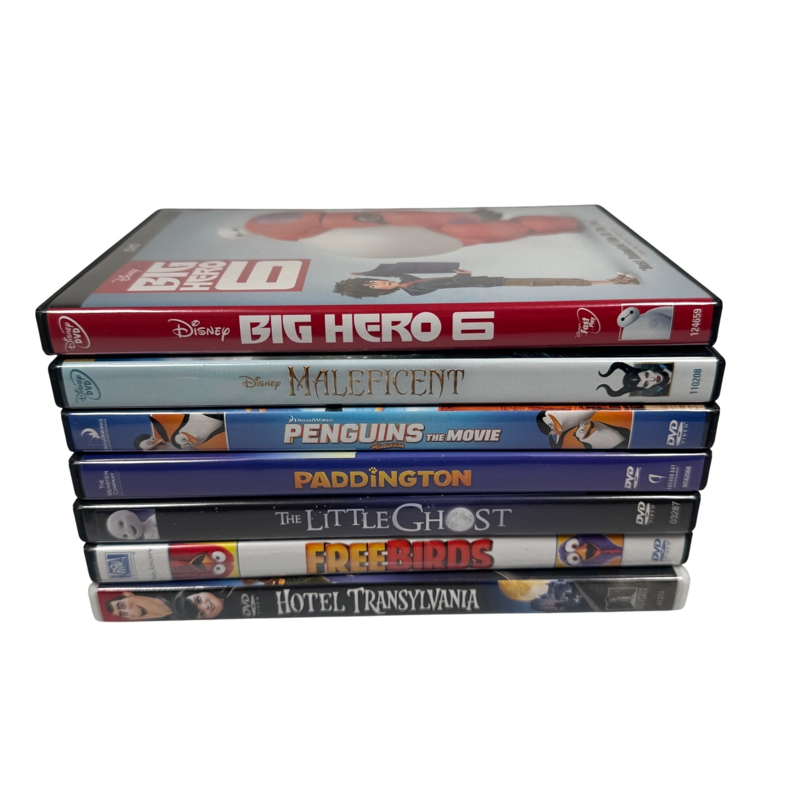 Disney & Family DVD Lot Of 7: Big Hero 6 Maleficent Penguins Paddington & More