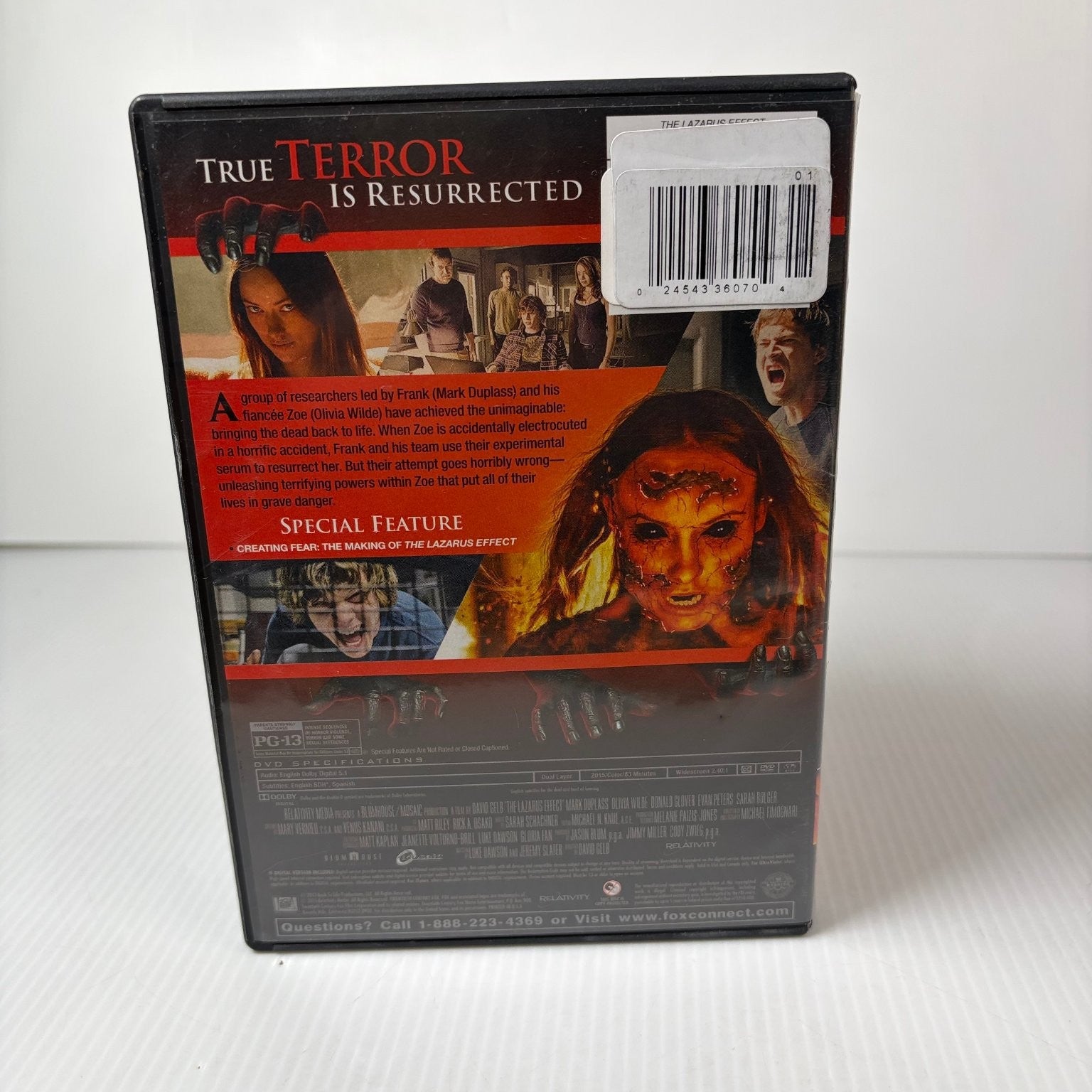 The Lazarus Effect DVD 2015 Mark Duplass Olivia Wilde Horror Thriller Film