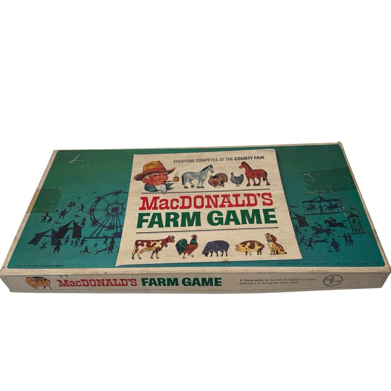 MacDonald's Farm Board Game Animals Farm Spinner Vtg 1965 County Fair Selchow