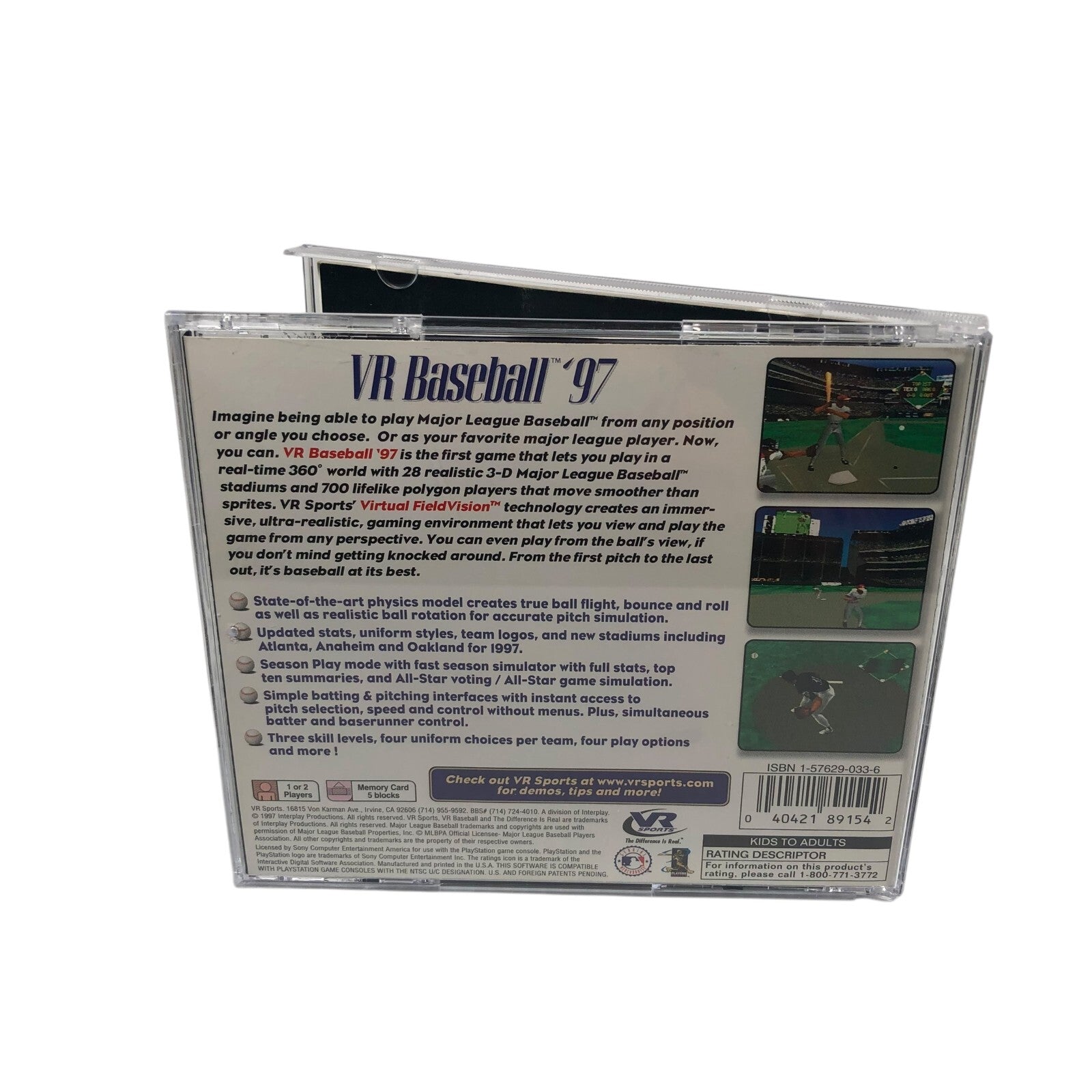 VR Baseball '97 (Sony PlayStation 1, 1997) Baseball Game Complete Black Label