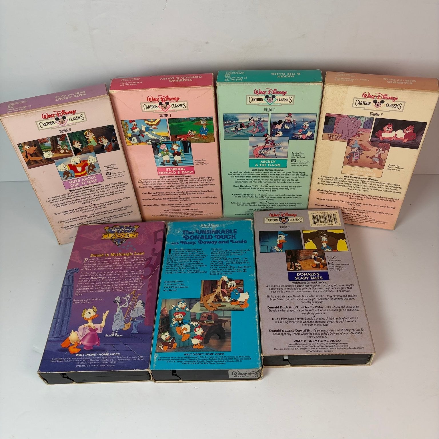 Lot of 7 Donald Duck VHS 1980s Cartoon Classics Disney
