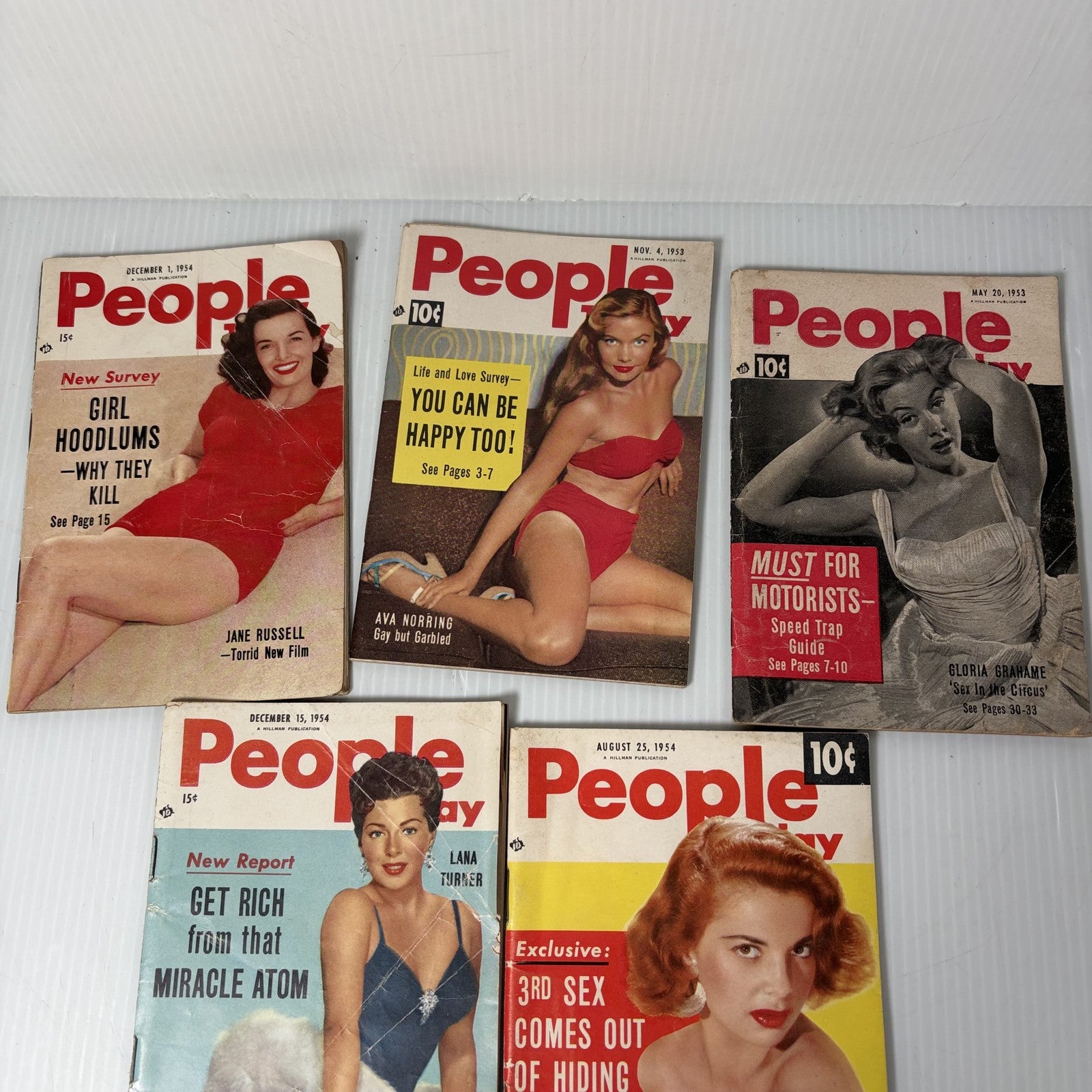 Vintage People Today Magazine Tabloid Lot of 5 1953 - 1954 Mid-Century Pin-Up