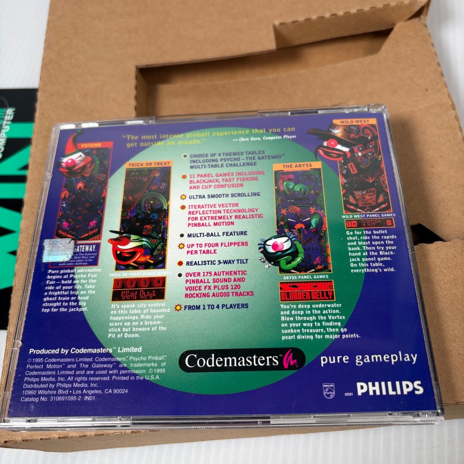 Psycho Pinball Big Box PC CD-ROM Video Game Retro Classic Pinball Complete