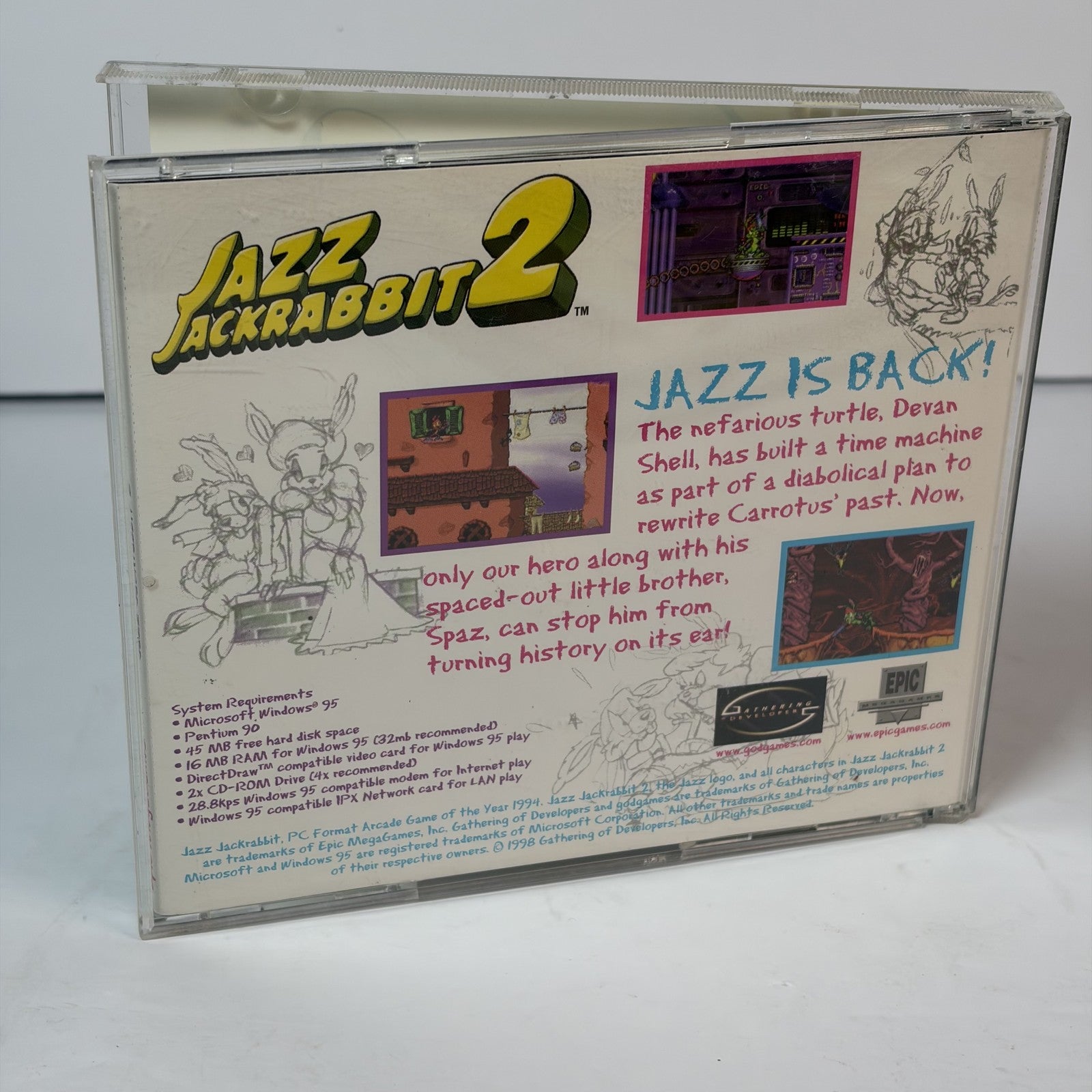 Jazz Jackrabbit 2 PC CD-ROM Epic Games 1998 Windows 95 Action Platformer ESRB E