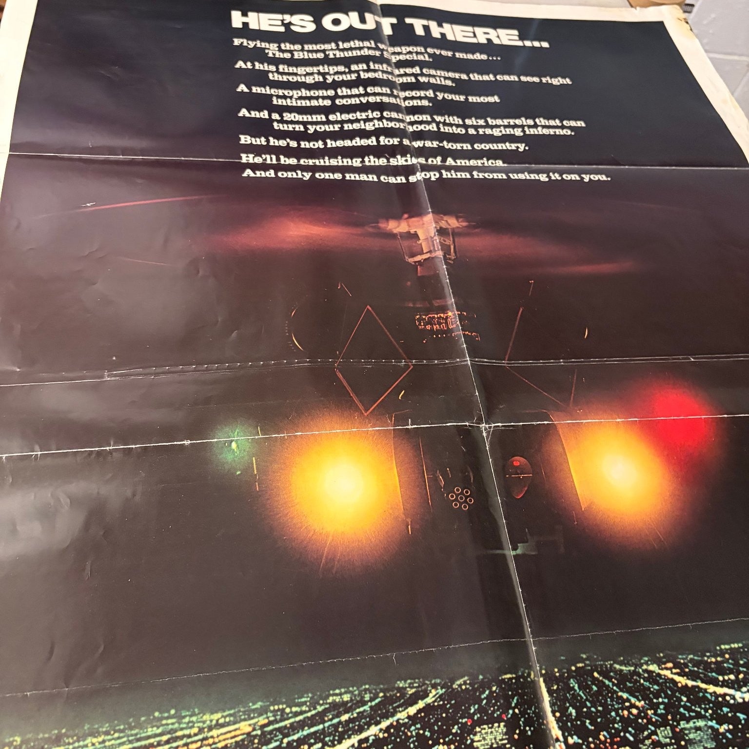 Blue Thunder 1983 One Sheet Movie Poster Roy Scheider Columbia Pictures Action