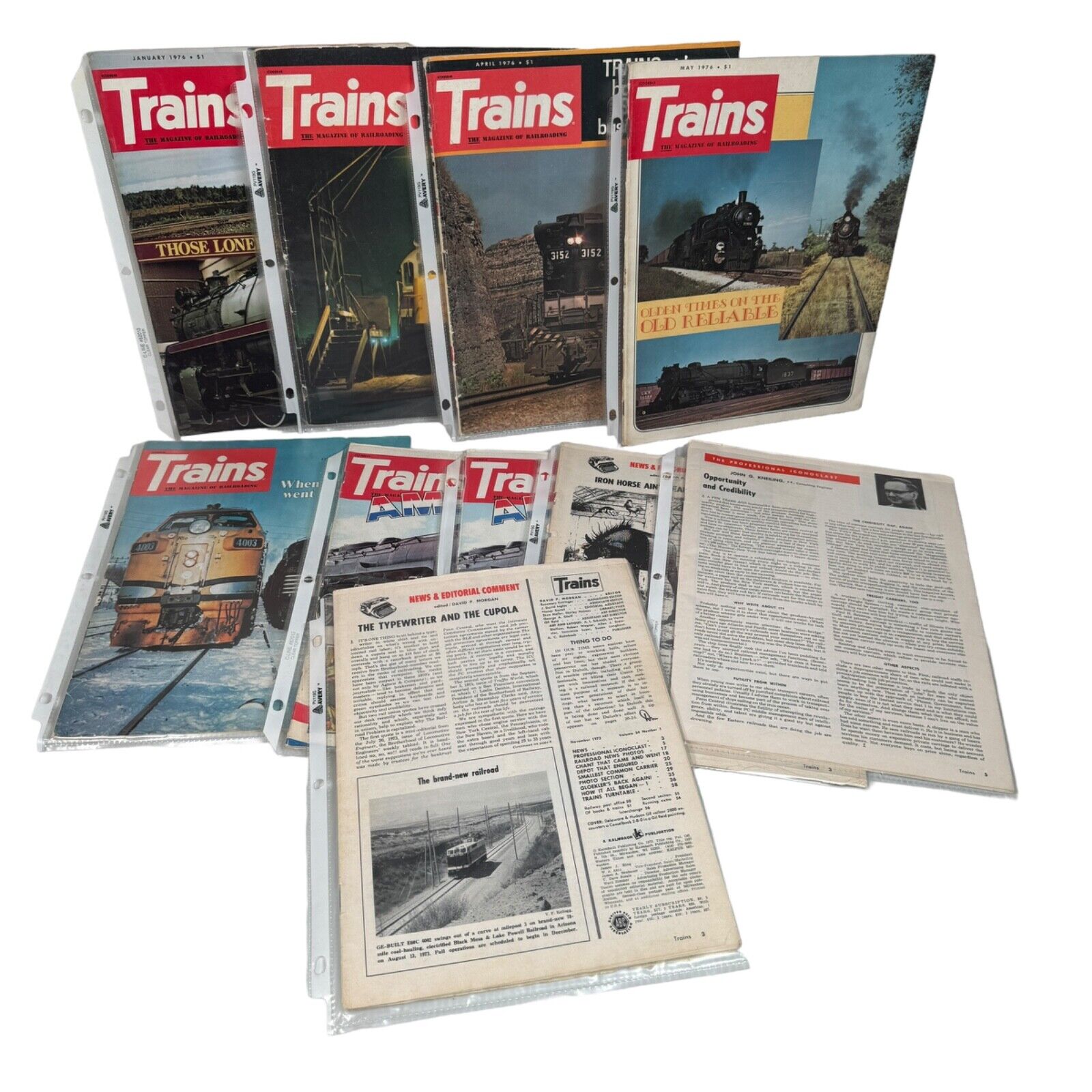 TRAINS The Magazine of Railroading Lot of 1973 & 1976 Backissues, 10 Issues