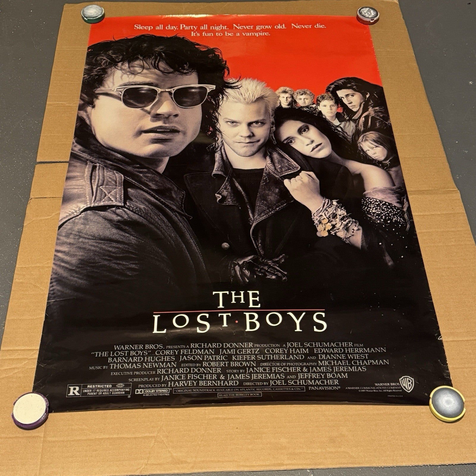 Vintage The Lost Boys Original Movie Poster 1987 Movie Theater Promo 40” X 27”